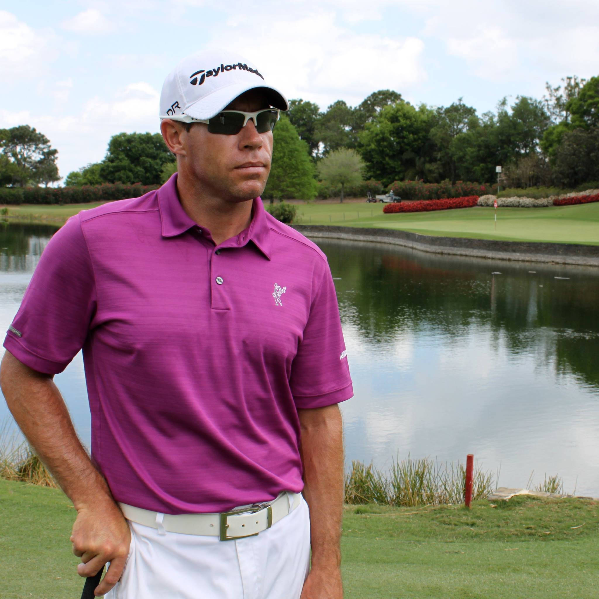 Brian Davis, purple polo, white cap, Full HD Desktop Wallpaper
