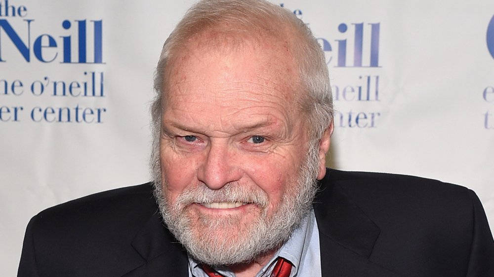 Brian Dennehy, white and blue background, bearded man, SD Desktop Wallpaper