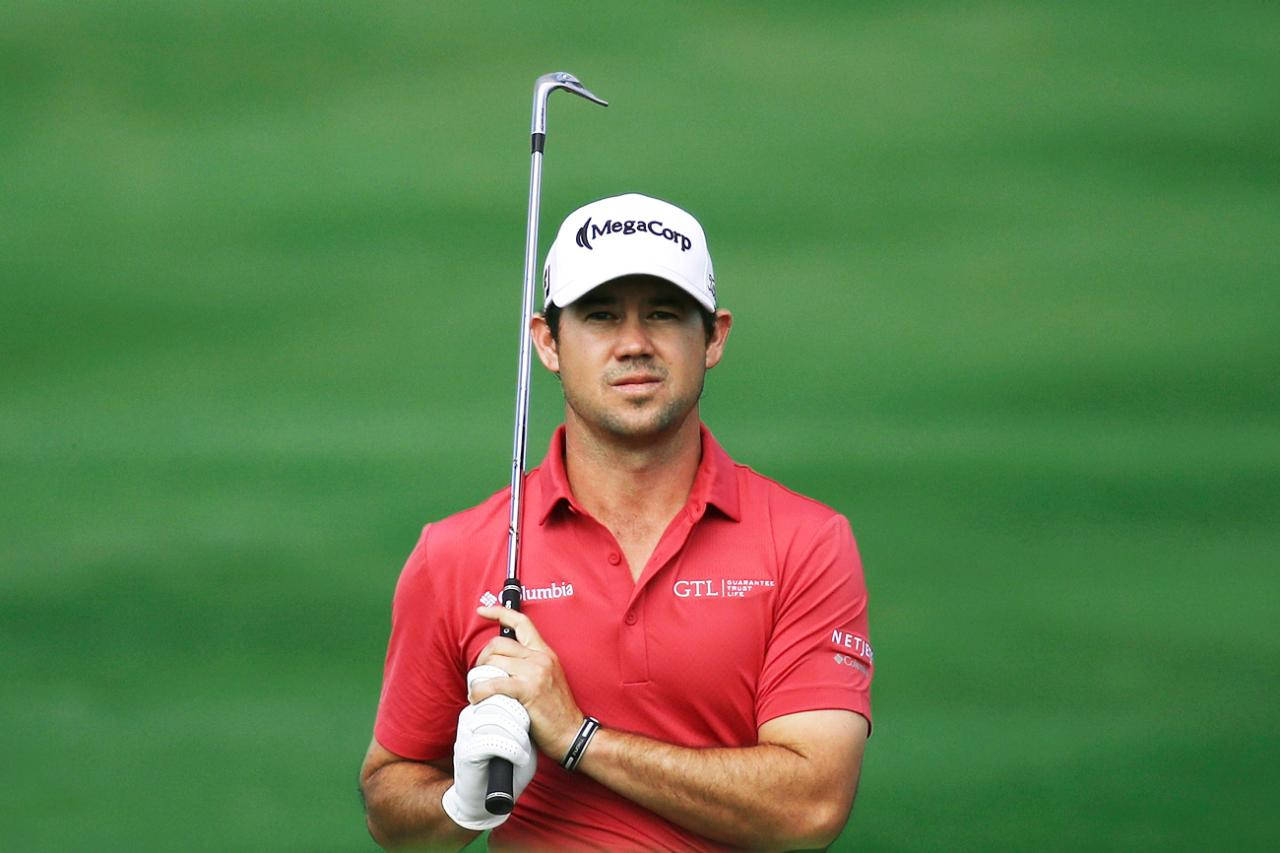 Brian Harman, red polo, white cap, HD Desktop Wallpaper