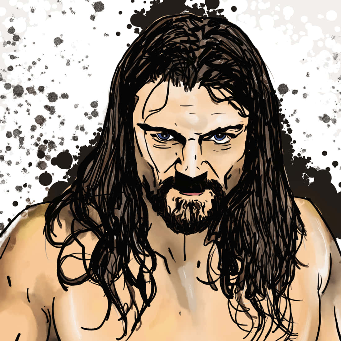 Brian Kendrick, black and white background, bearded man, SD Desktop Wallpaper