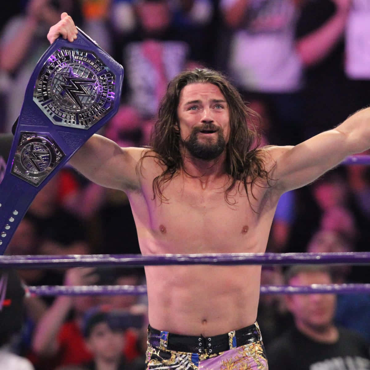 Brian Kendrick, purple championship belt, wrestling ring, SD Desktop Wallpaper
