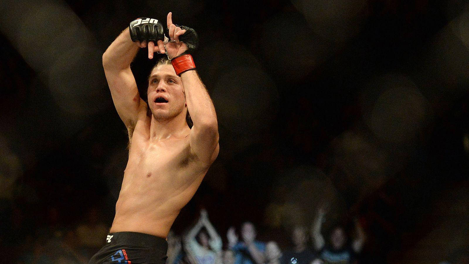 Brian Ortega, gloved fists, dimly lit arena, HD Desktop Wallpaper