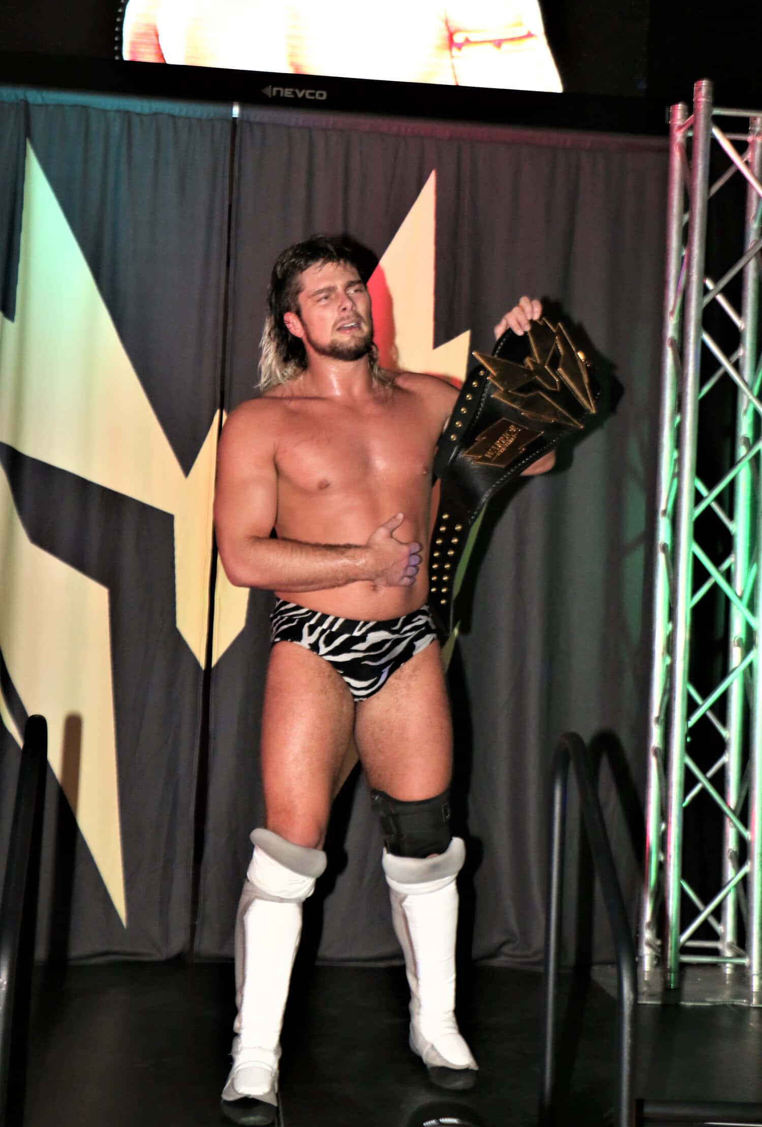 Brian Pillman, zebra-print trunks, white boots, Full HD Phone Wallpaper