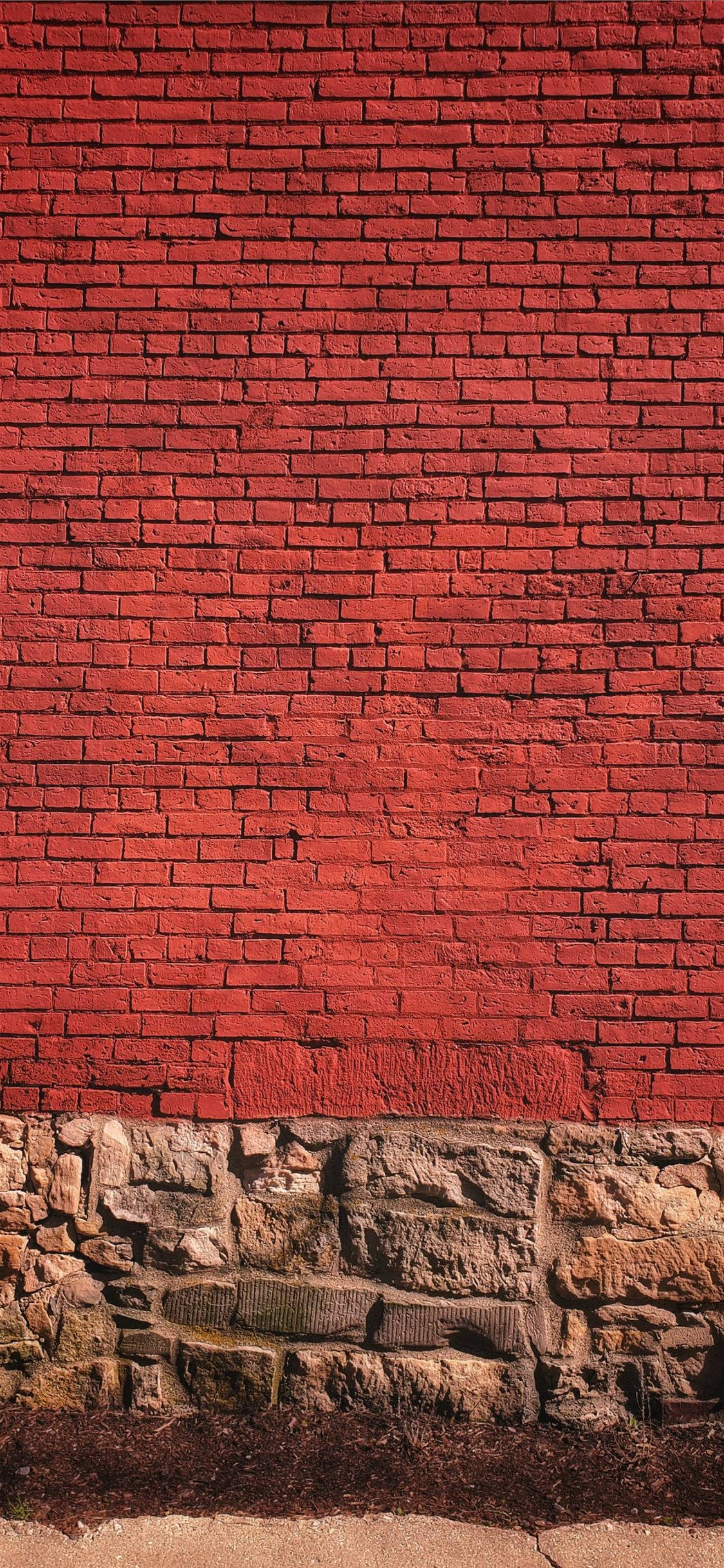red brick wall, sediment texture base, rough stone foundation, Full HD Phone Wallpaper
