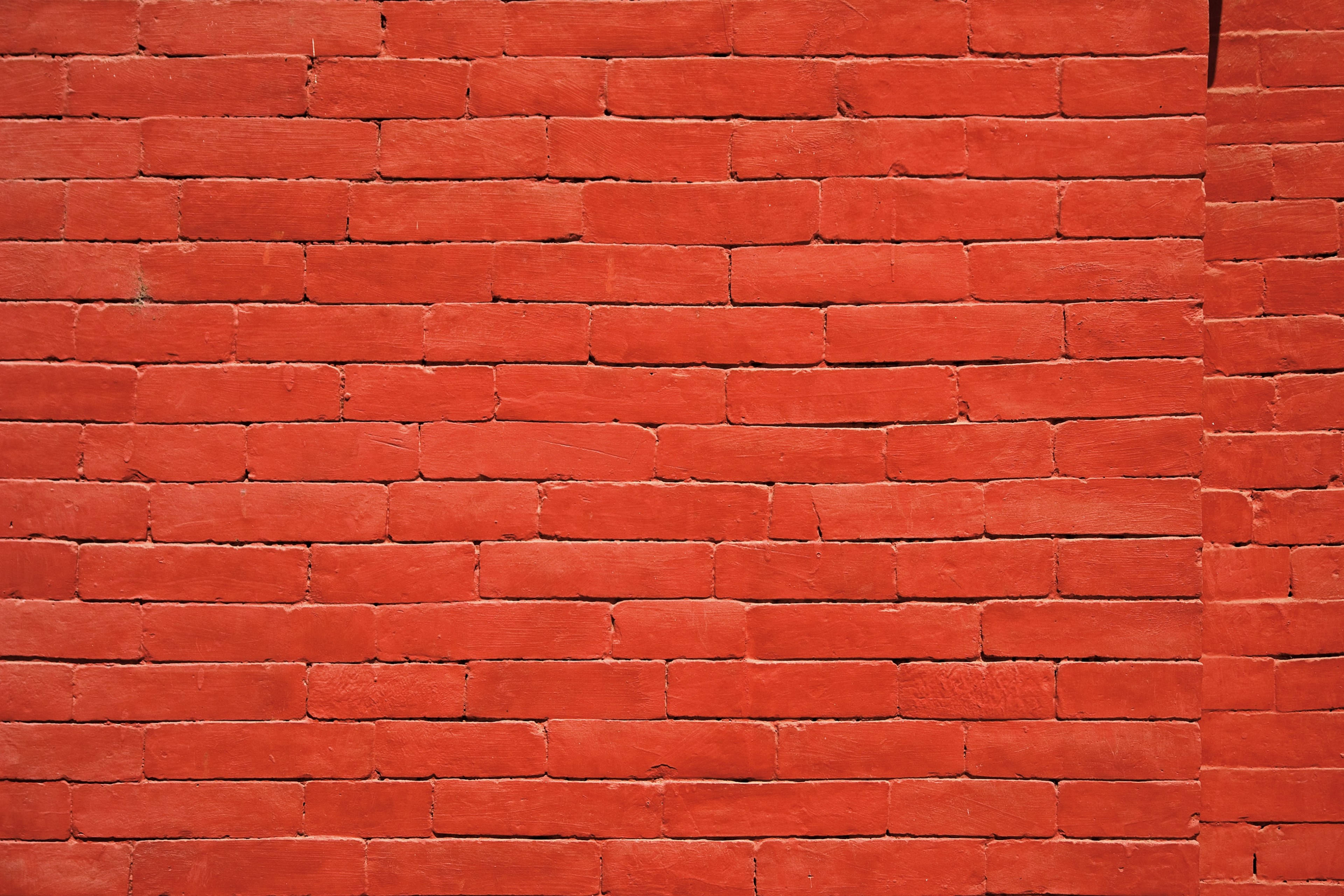 deep crimson red, brick texture, textured mortar lines, 4K Desktop Wallpaper