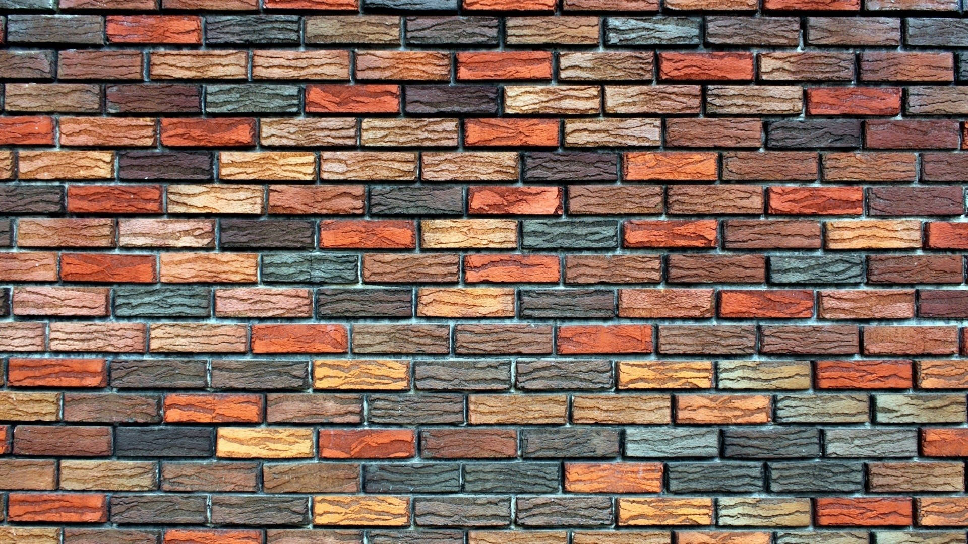 multicolored brick texture wall, textured mortar lines, earthy tones, Full HD Desktop Wallpaper