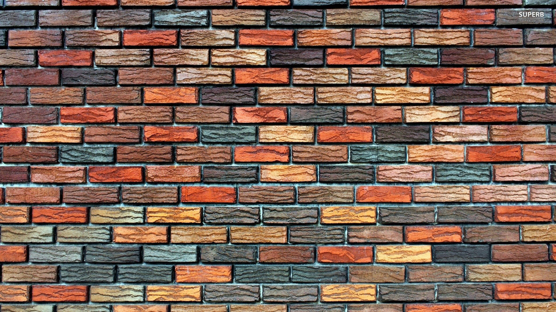 colored brick walls, squiggly texture, vibrant multicolored brick wall, Full HD Desktop Wallpaper