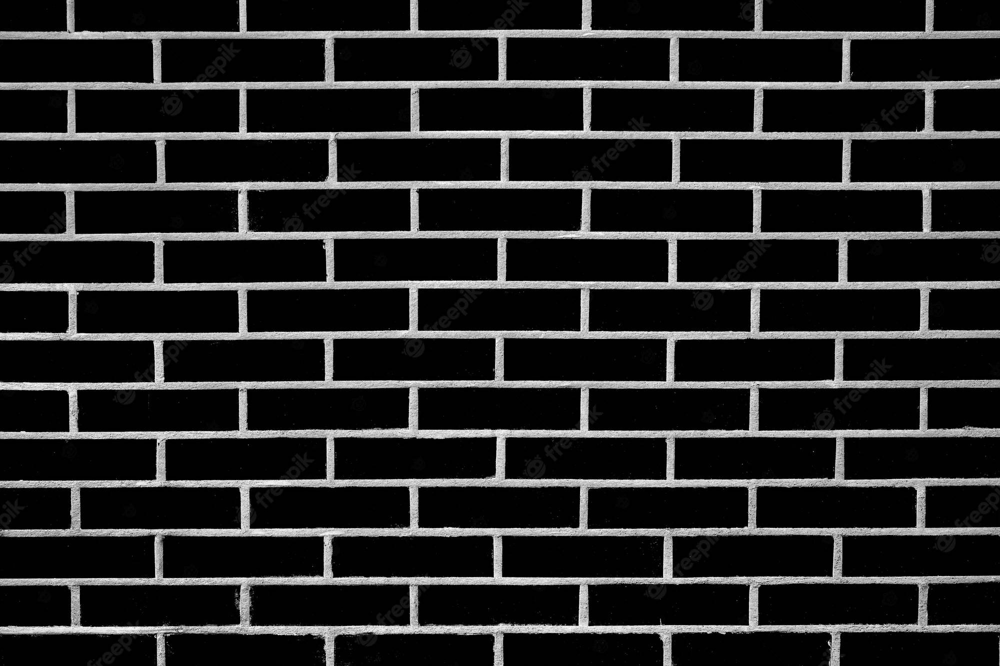 black brick wall, bright white mortar lines, repeating grid pattern, Full HD Desktop Wallpaper