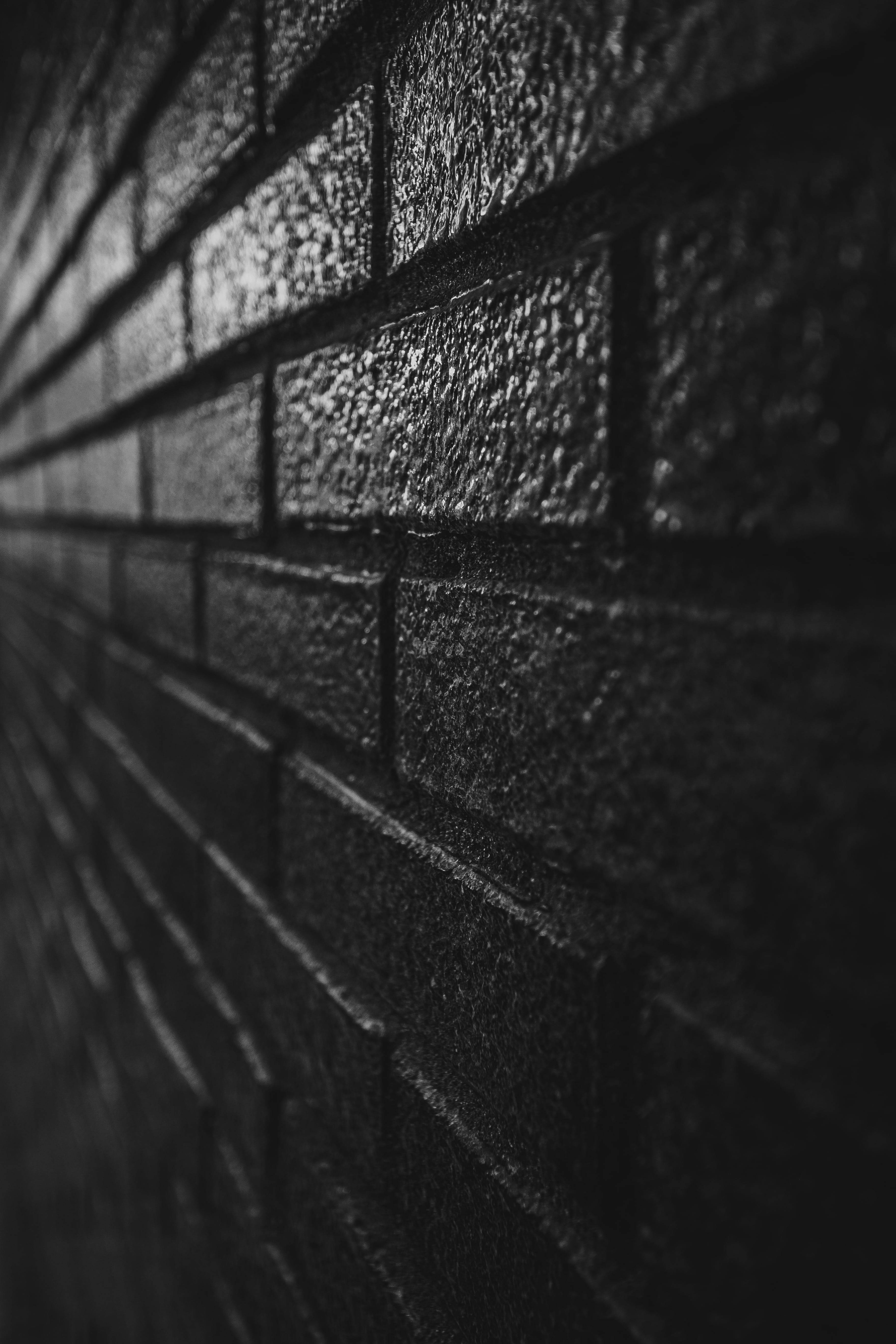 dark wall brick, close up, textured brick wall, 5K Phone Wallpaper