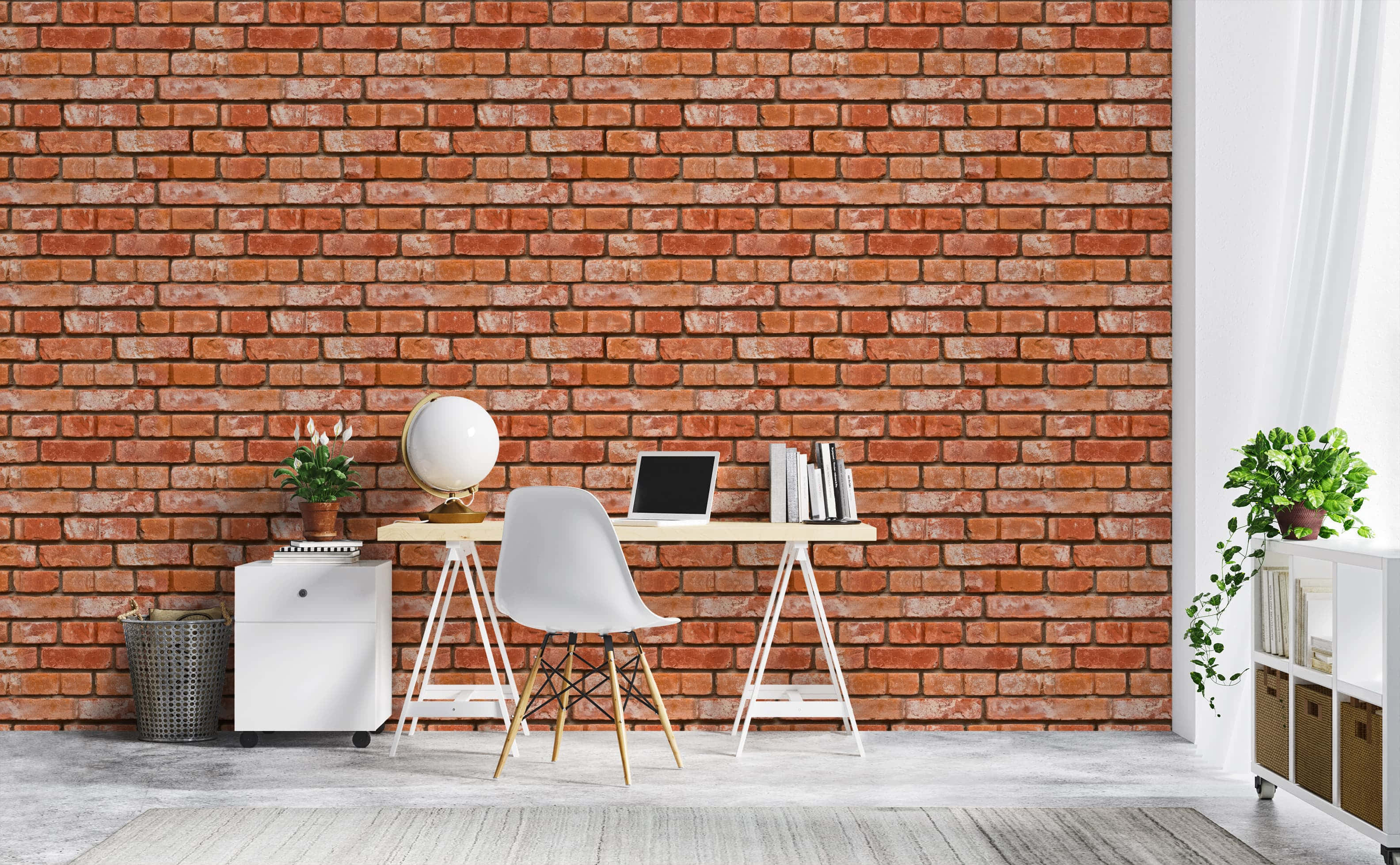 white desk chair, laptop, globe, 2K Desktop Wallpaper