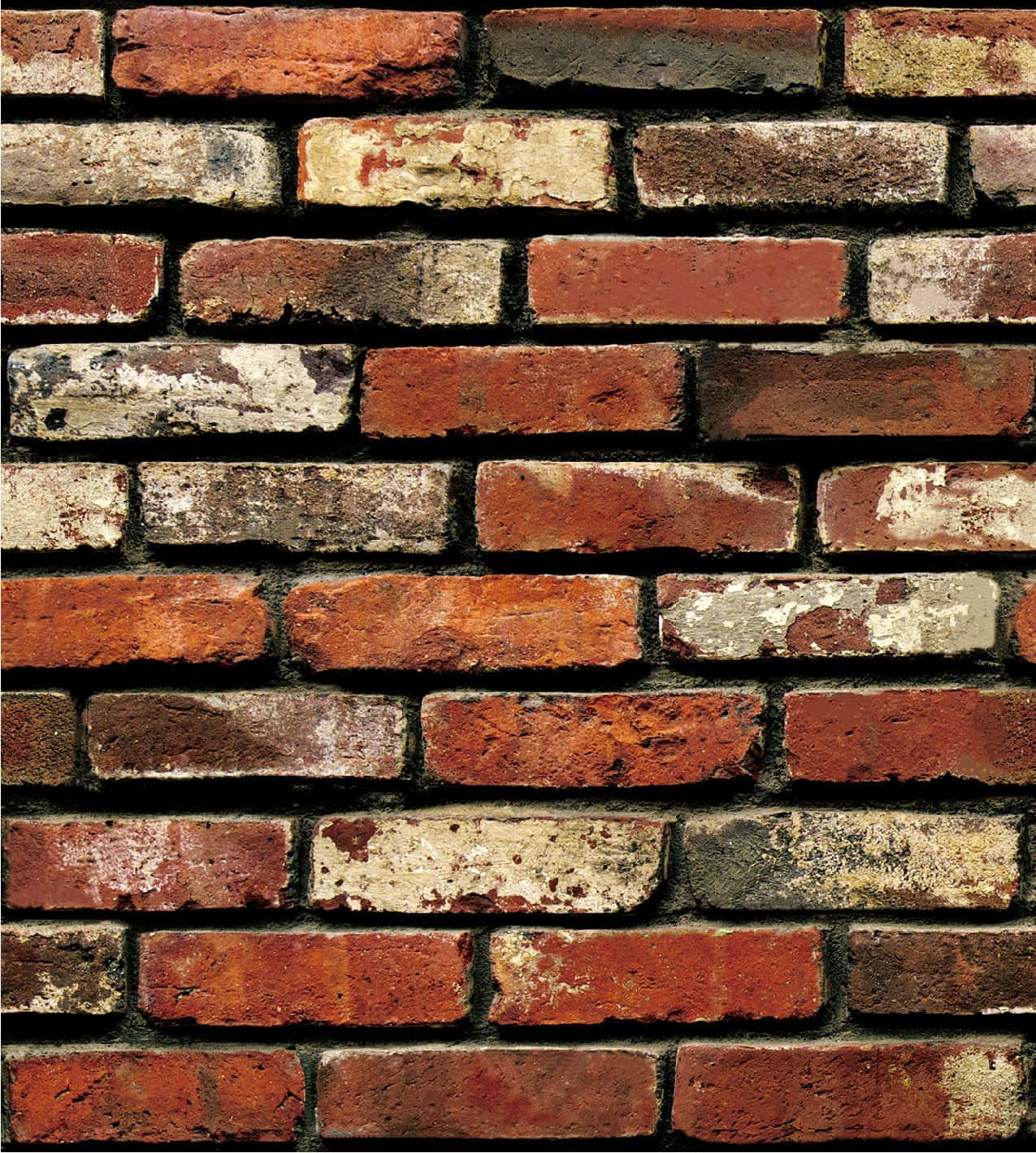 exposed dark bricks, weathered red brick wall, chipped paint, HD Phone Wallpaper