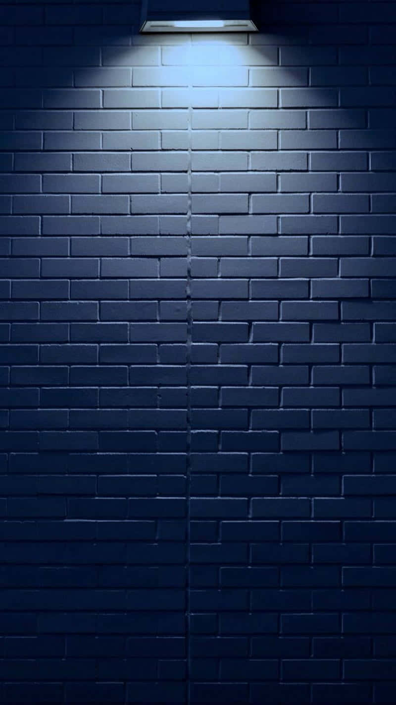 Modern White Brick Wall, dark blue brick wall, overhead light, HD Phone Wallpaper