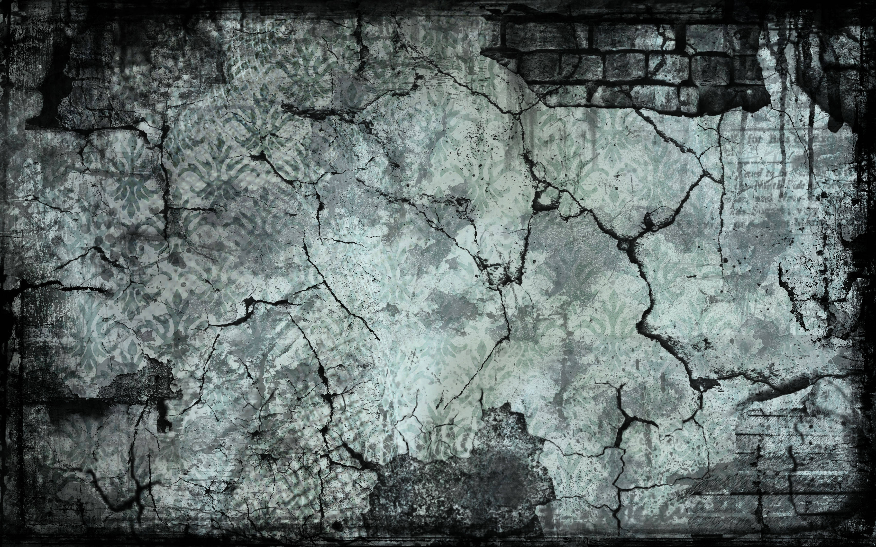 cranny brick wall, damask patterns, exposed brick, 2K Desktop Wallpaper