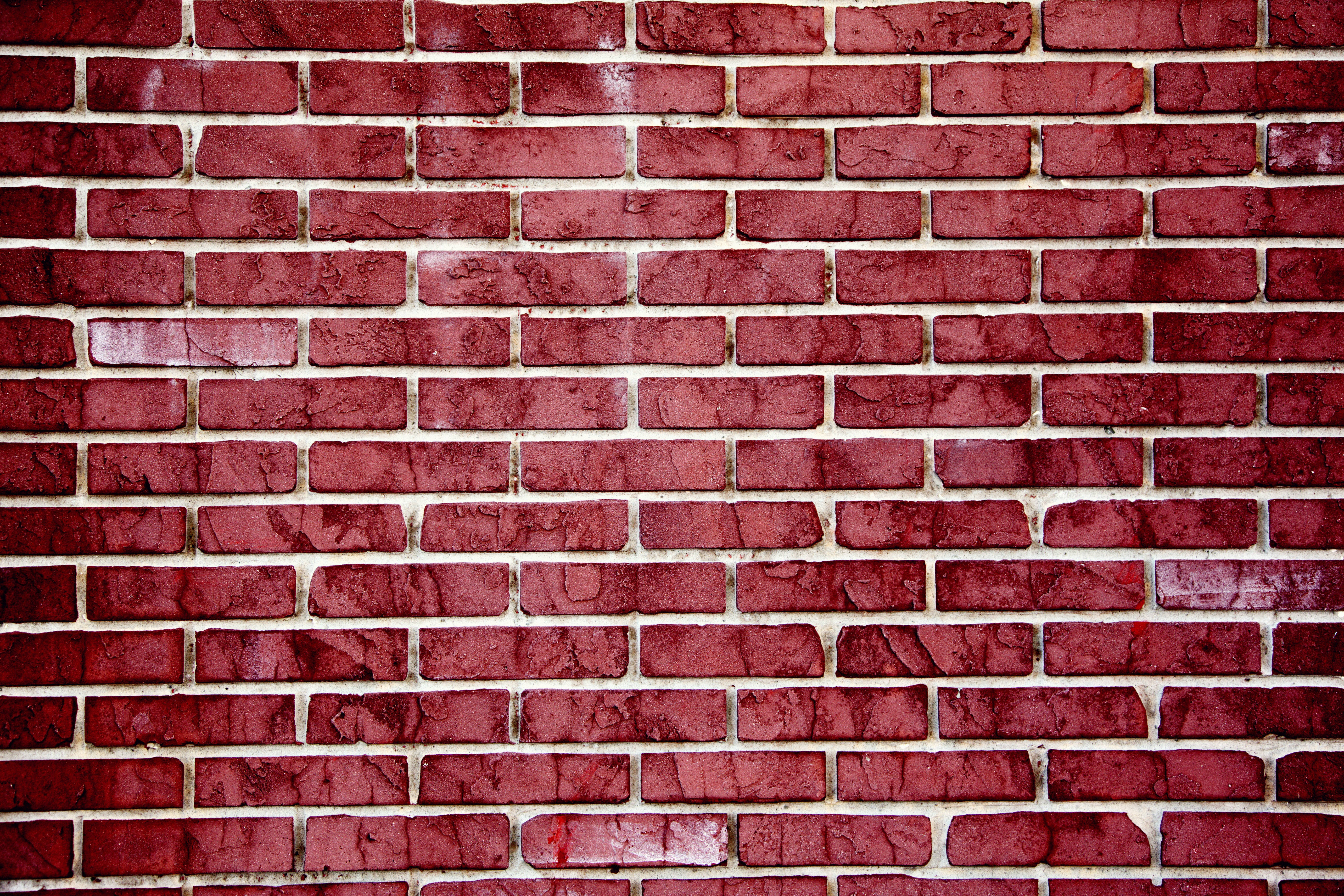smooth red brick wall, weathered red brick wall, textured mortar lines, 5K Desktop Wallpaper