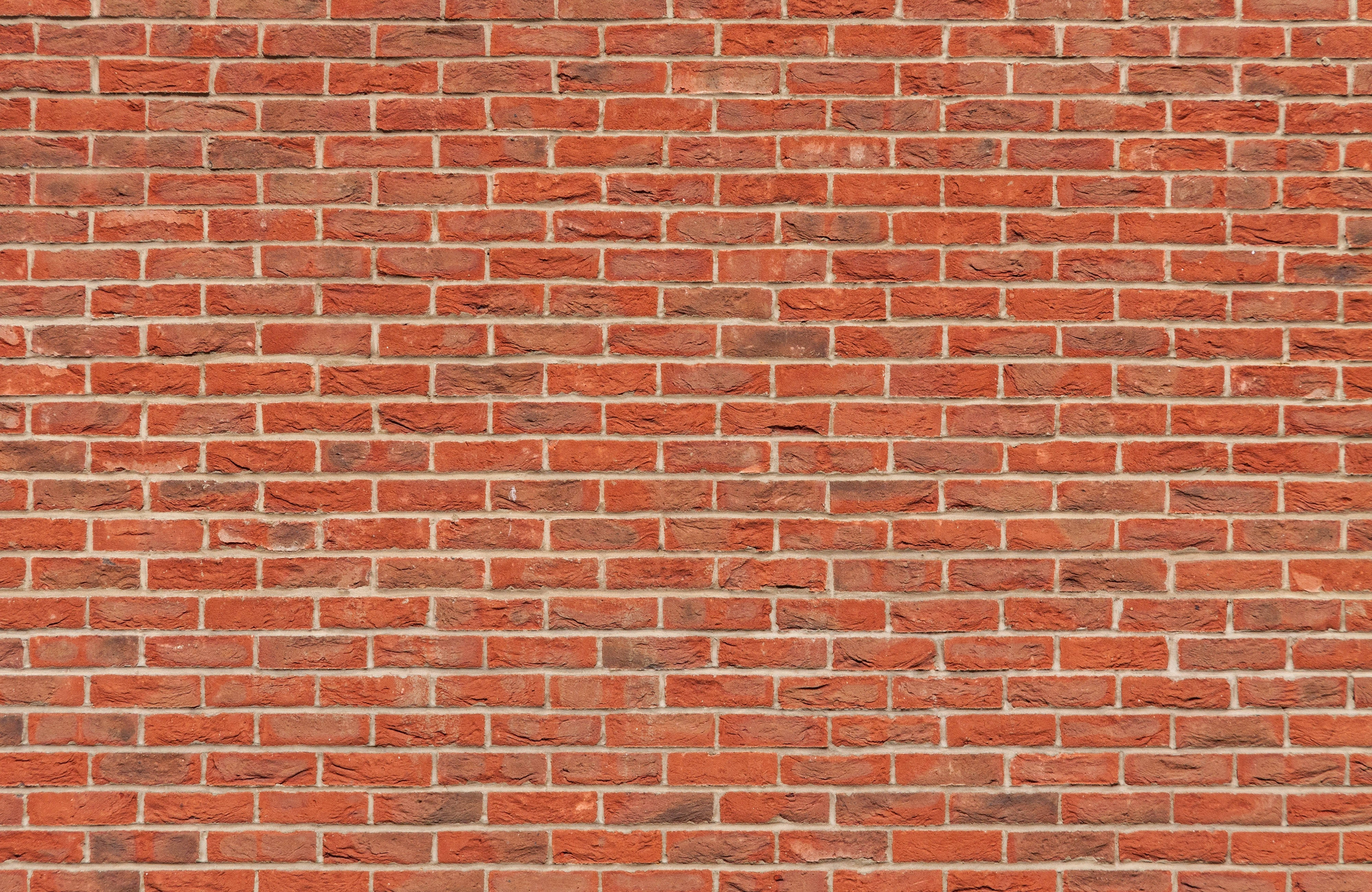 hard red brick wall, weathered, mortar lines, 4K Desktop Wallpaper