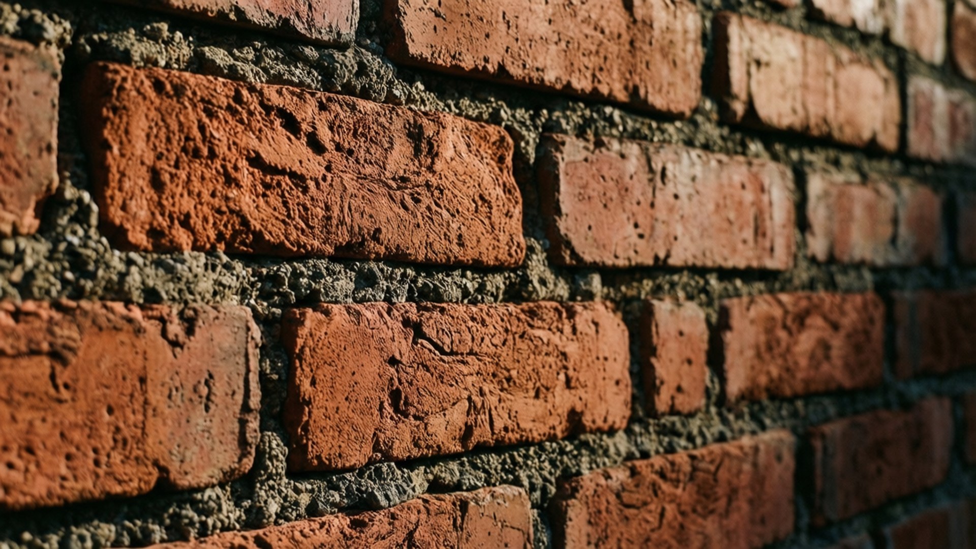red bricks, gray mortar, warm sunlight, Full HD Desktop Wallpaper
