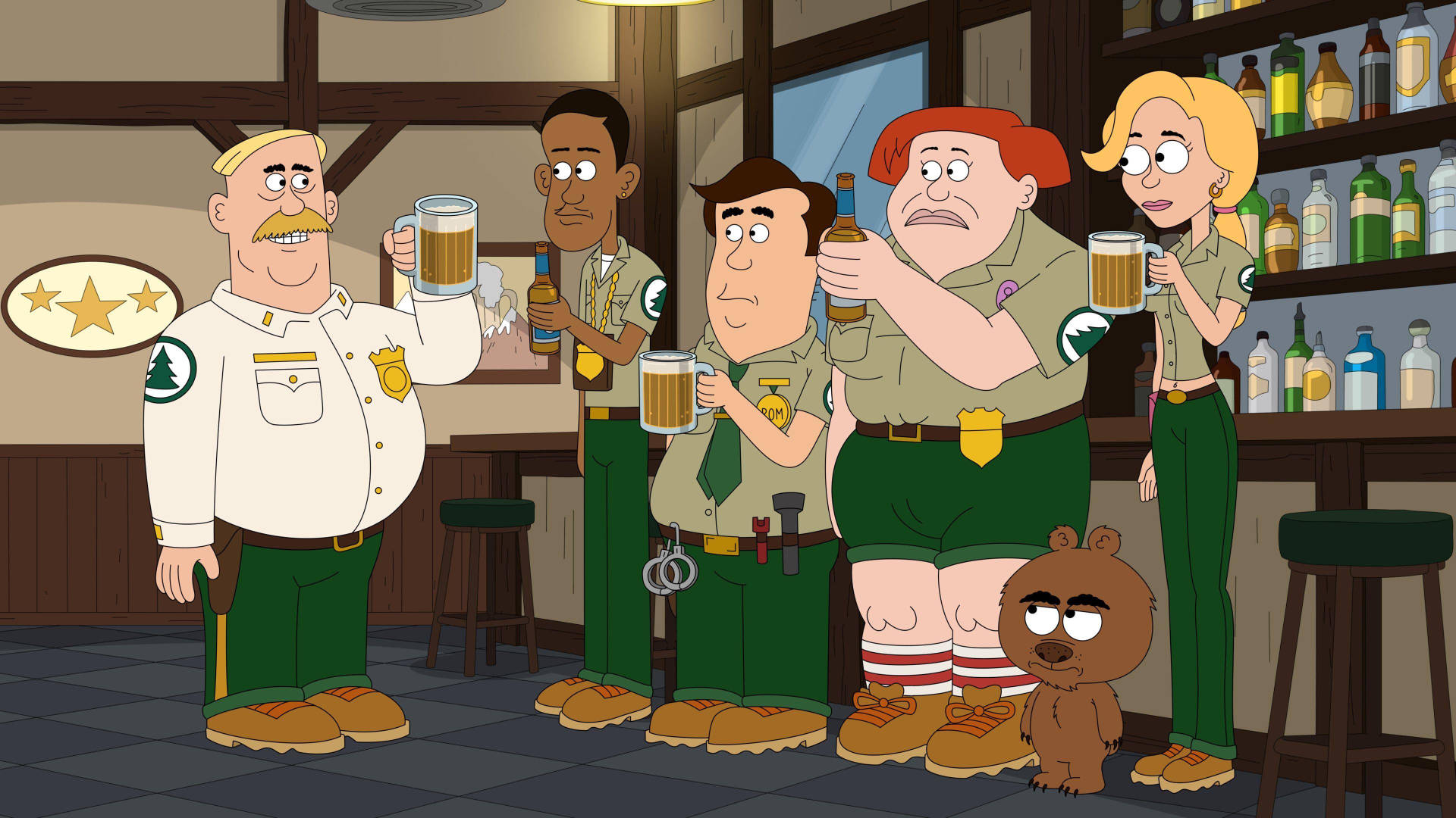 Brickleberry, cartoon park rangers, bear, Full HD Desktop Wallpaper