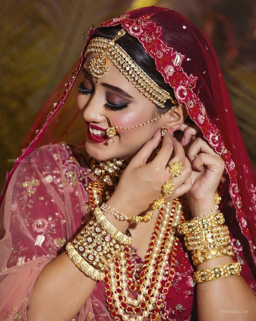 Indian Bridal Earrings, red, gold, SD Phone Wallpaper