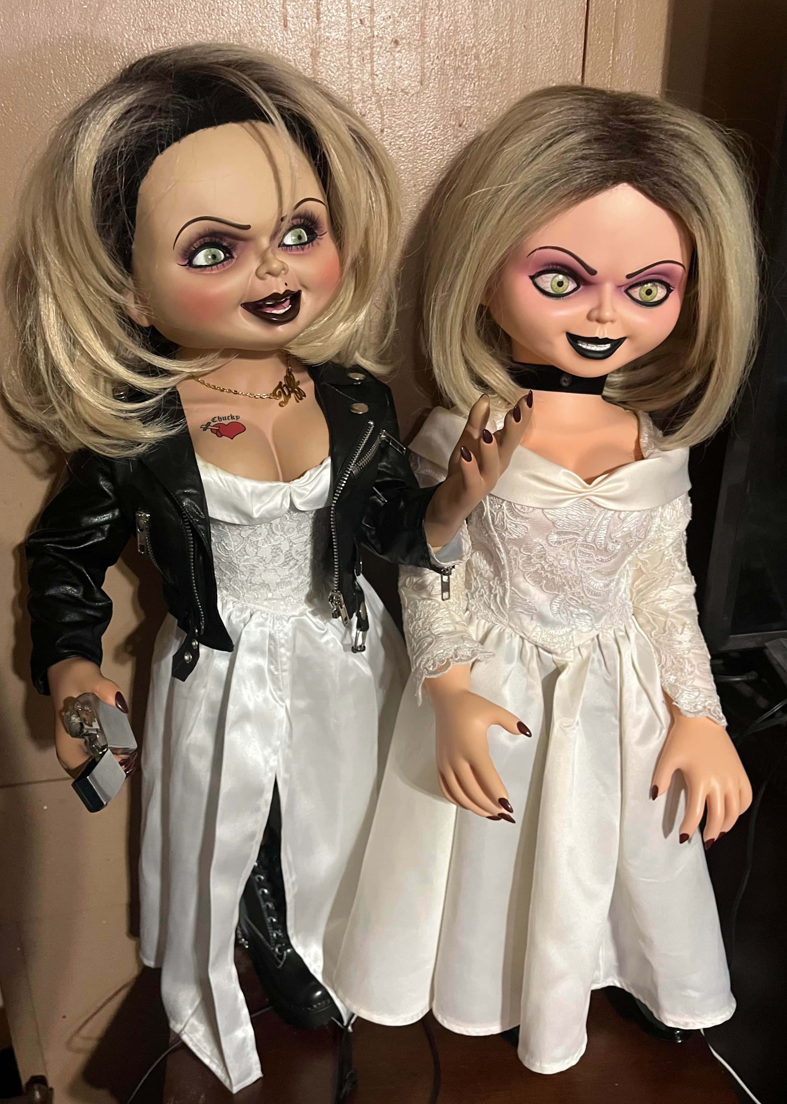 Bride of Chucky, blonde hair, black lipstick, 4K Phone Wallpaper