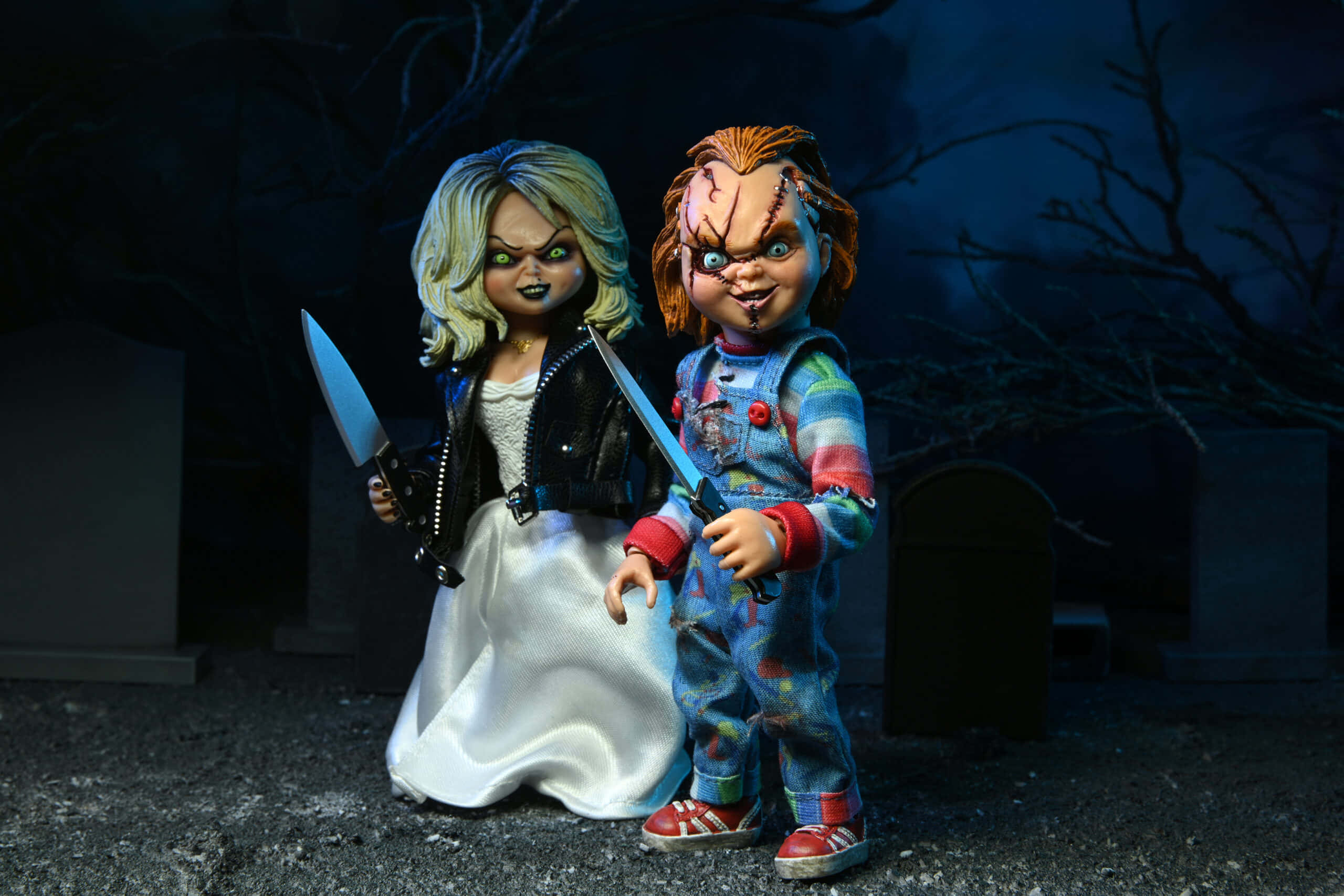 Chucky, Bride, knives, 2K Desktop Wallpaper