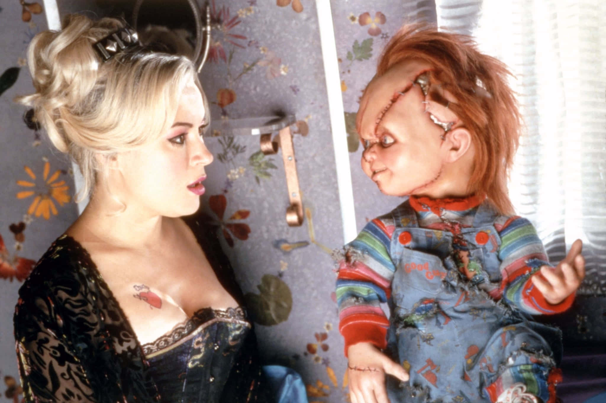 Bride of Chucky, blonde woman, red-haired doll, Full HD Desktop Wallpaper