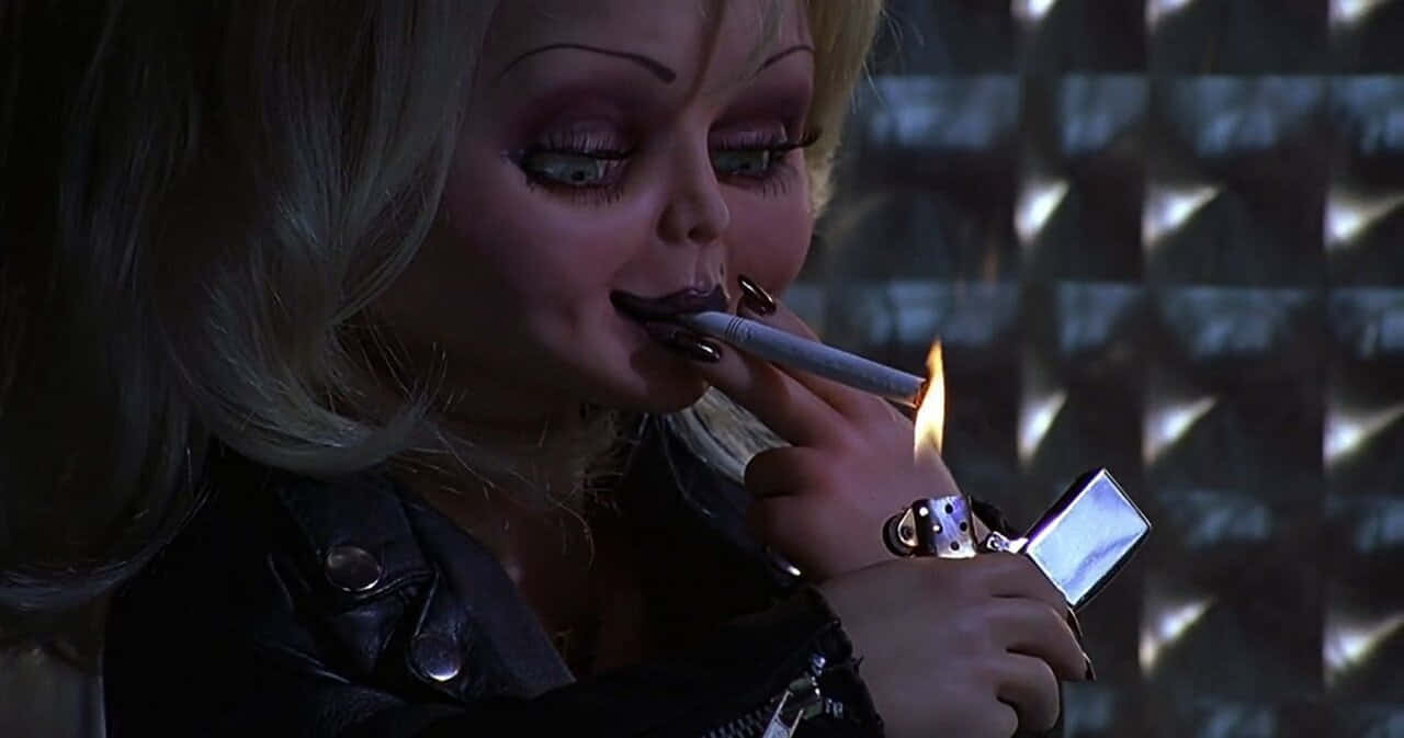Bride of Chucky, blonde woman, black leather jacket, HD Desktop Wallpaper