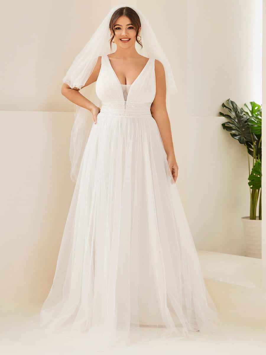 white wedding gown, veil, minimalist studio, SD Phone Wallpaper