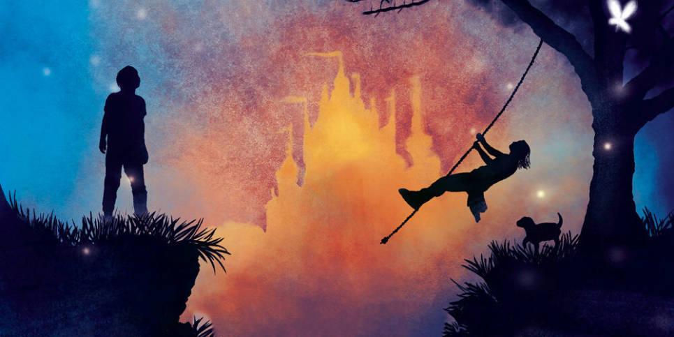 Bridge To Terabithia, red and blue art, glowing castle, SD Desktop Wallpaper