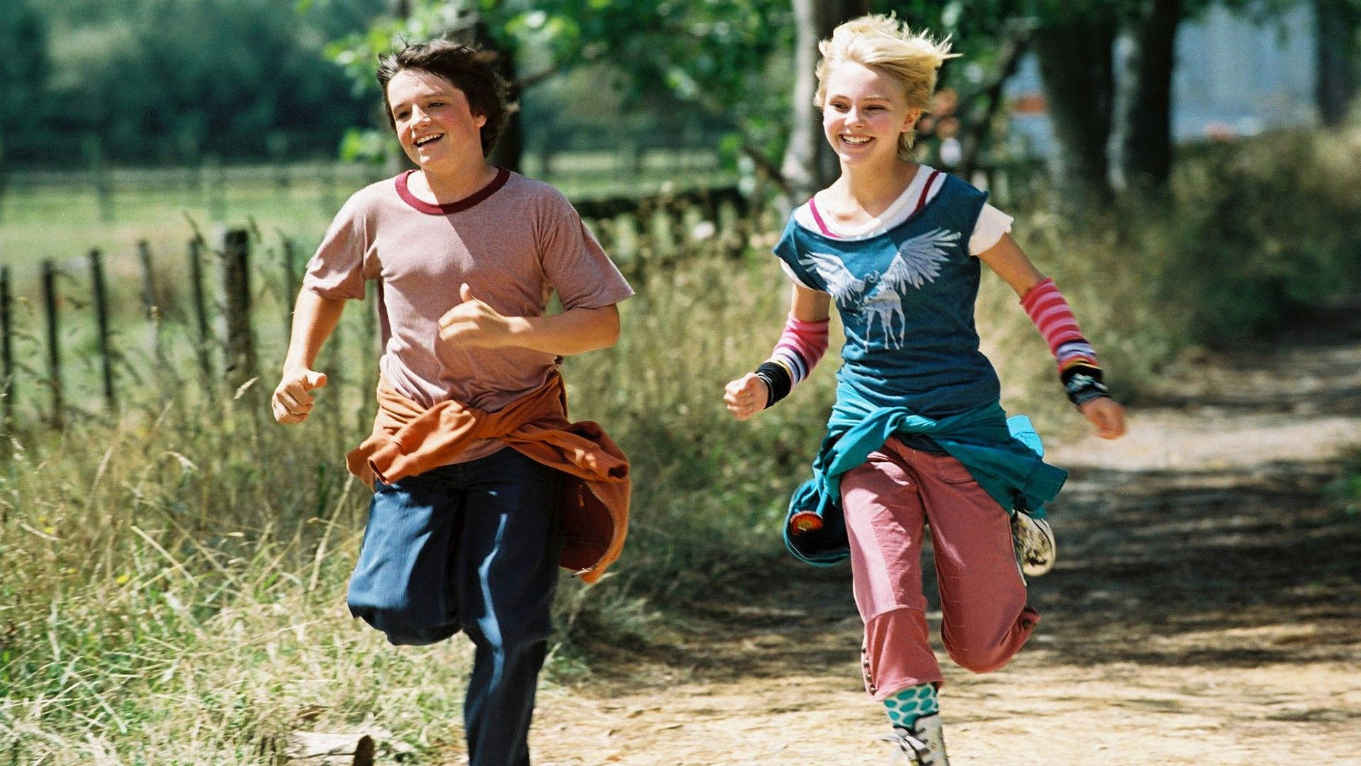 Bridge To Terabithia, main characters, sunlit dirt path, Full HD Desktop Wallpaper