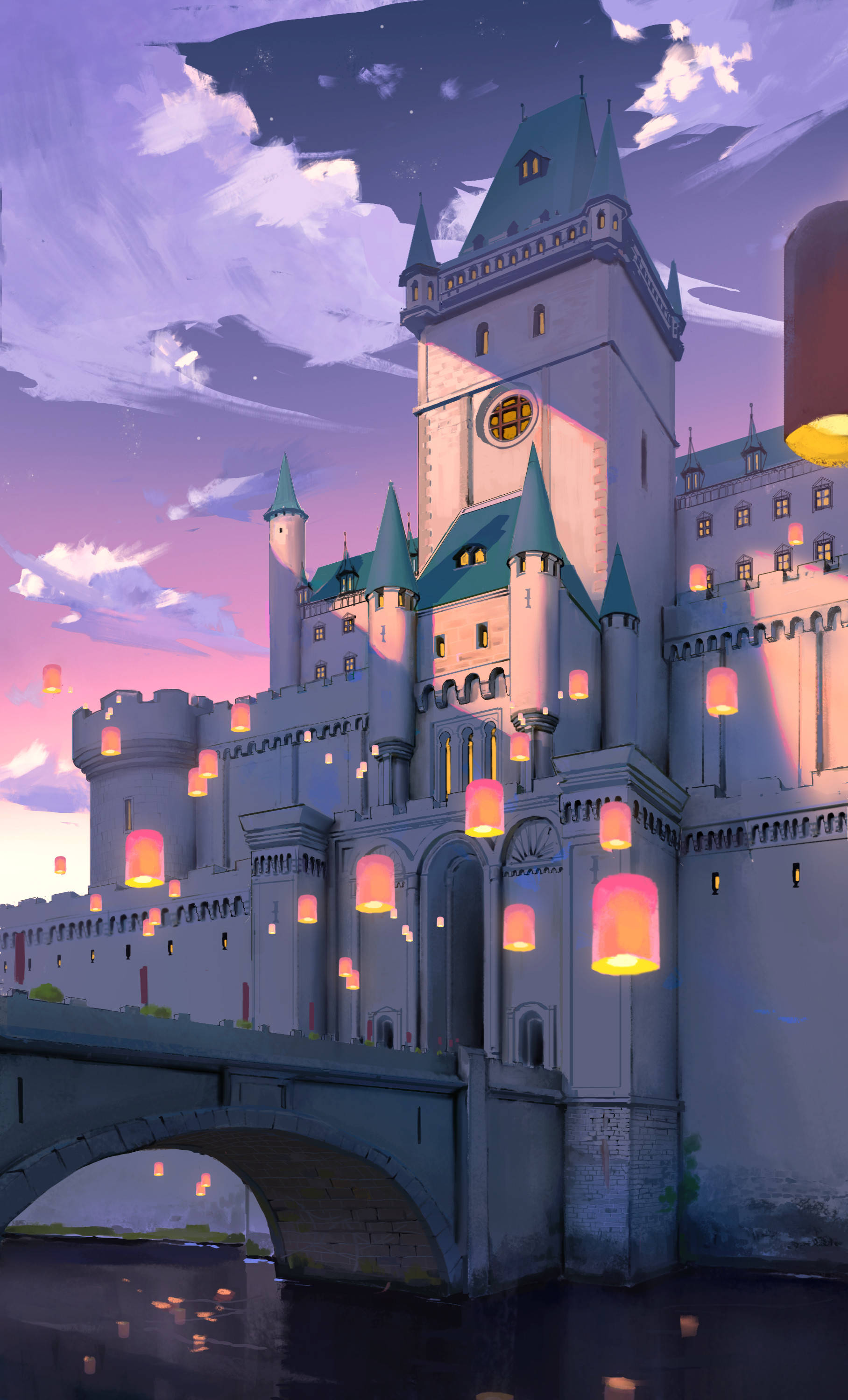 castle, bridge, river, 2K Phone Wallpaper