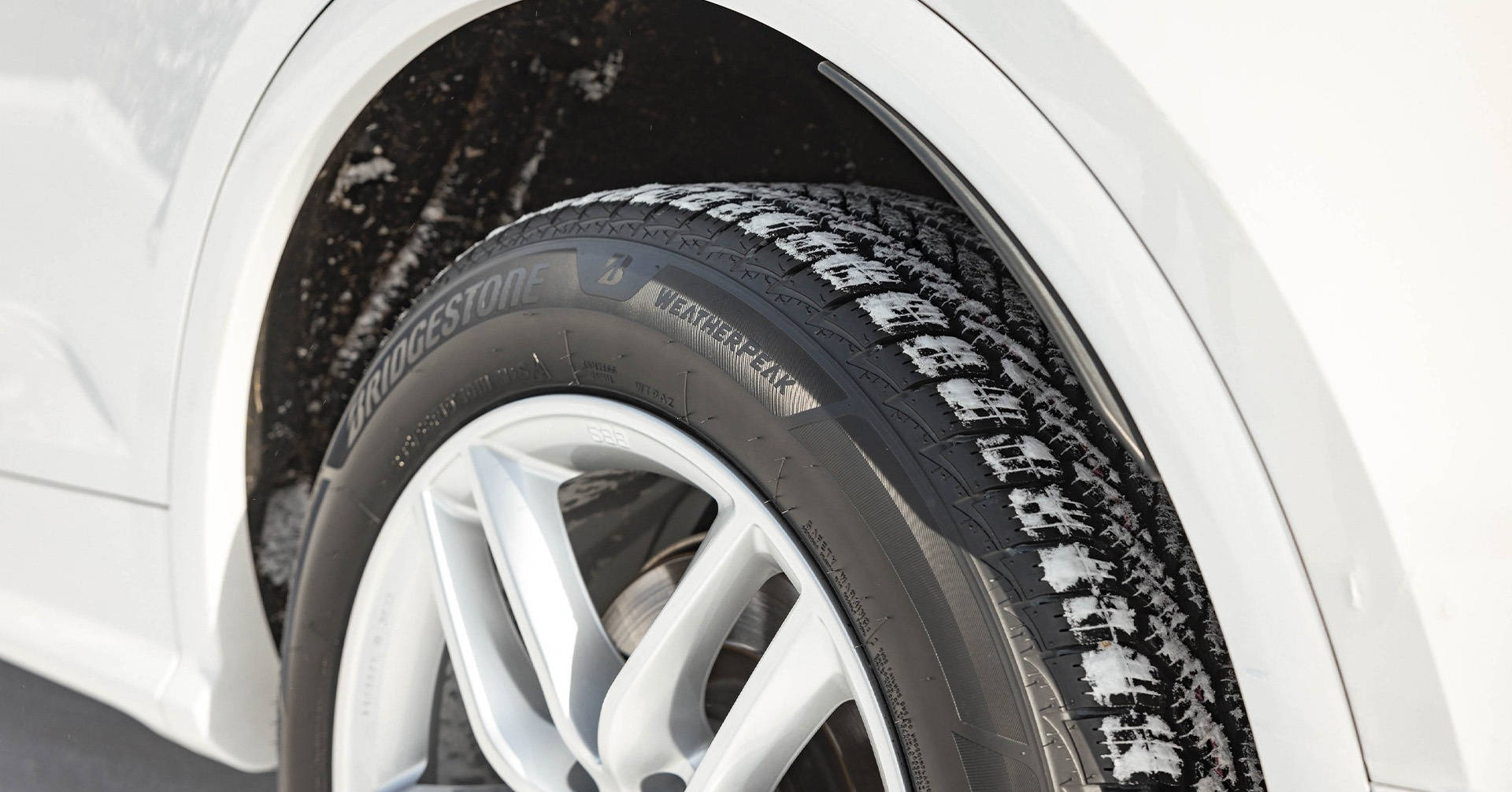 Bridgestone, white car, winter tire, Full HD Desktop Wallpaper