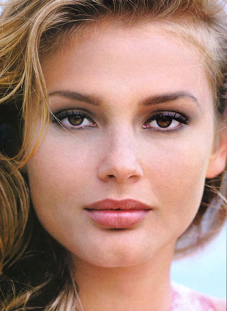 Bridget Hall, golden hair, soft makeup, SD Phone Wallpaper
