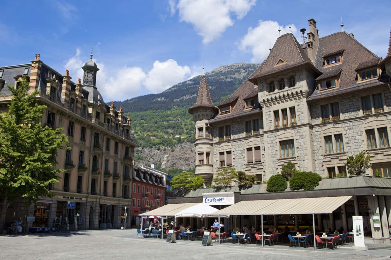Brig Switzerland, historic stone buildings, European town square, HD Desktop Wallpaper