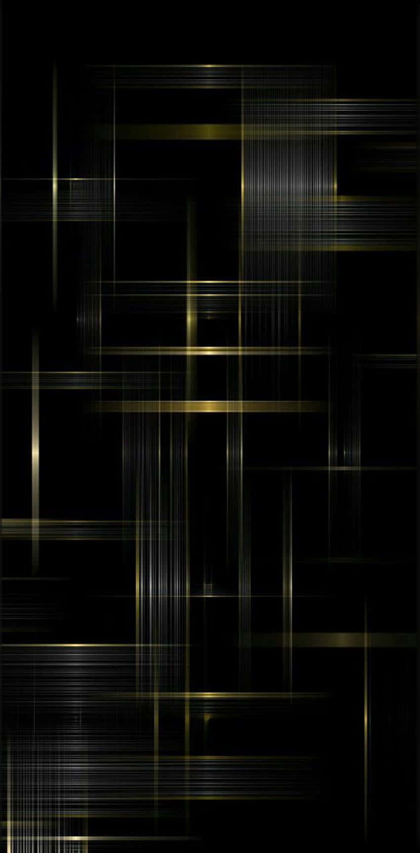 Golden glowing lines, deep black background, modern abstract digital pattern, HD Phone Wallpaper