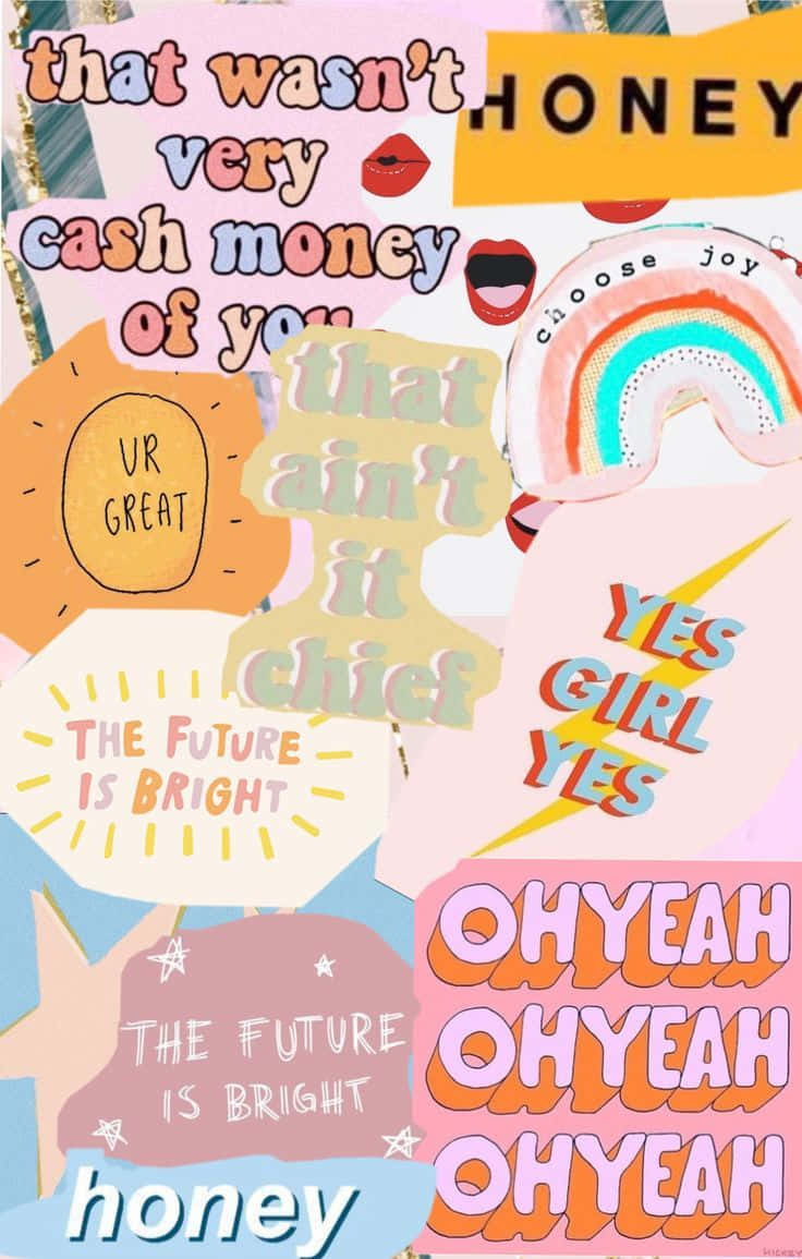 Bright Aesthetic, pastel-colored speech bubbles, honey yes girl, SD Phone Wallpaper