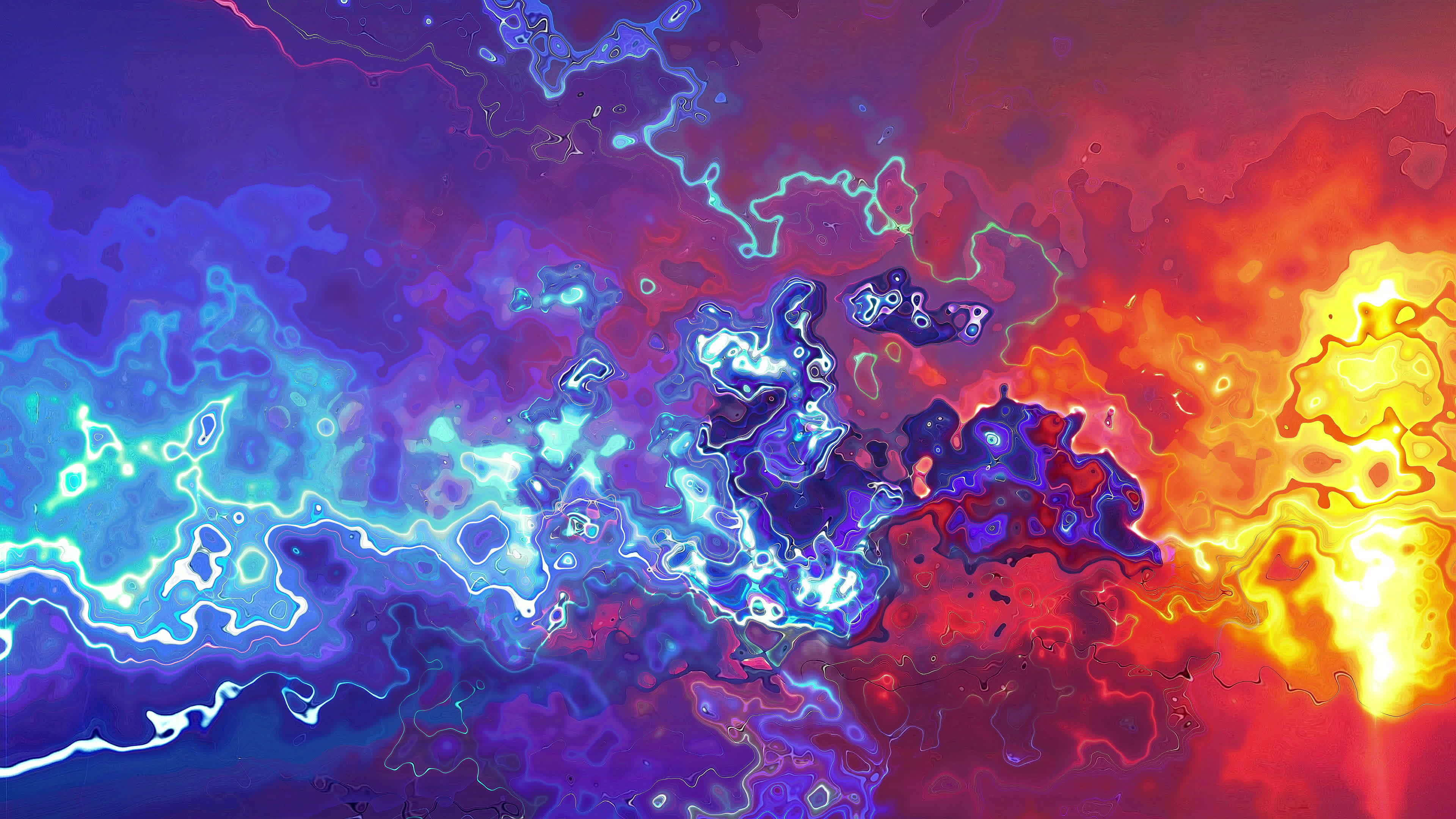 Bright Color, cosmic nebula, electric blues, 4K Desktop Wallpaper