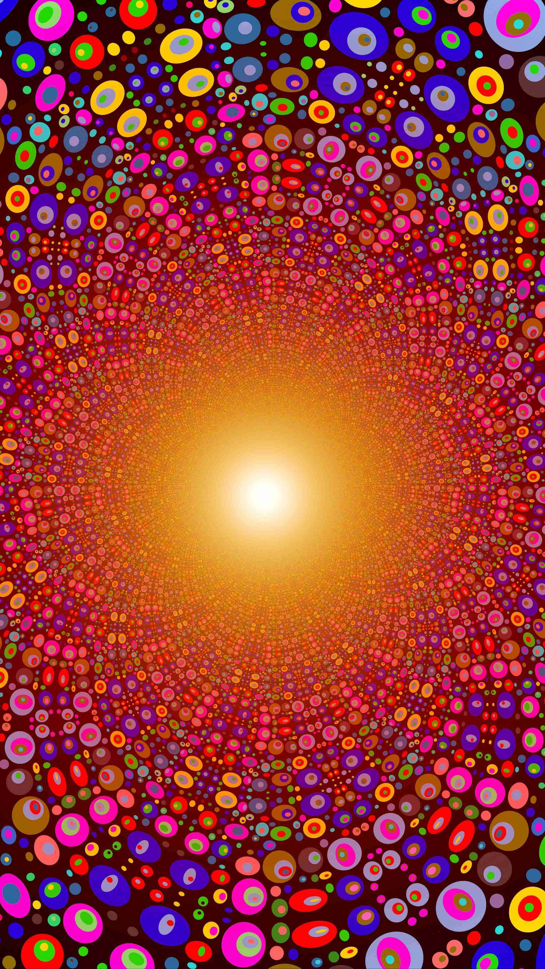 bright sun, radiant golden light, swirling tunnel, 4K Phone Wallpaper