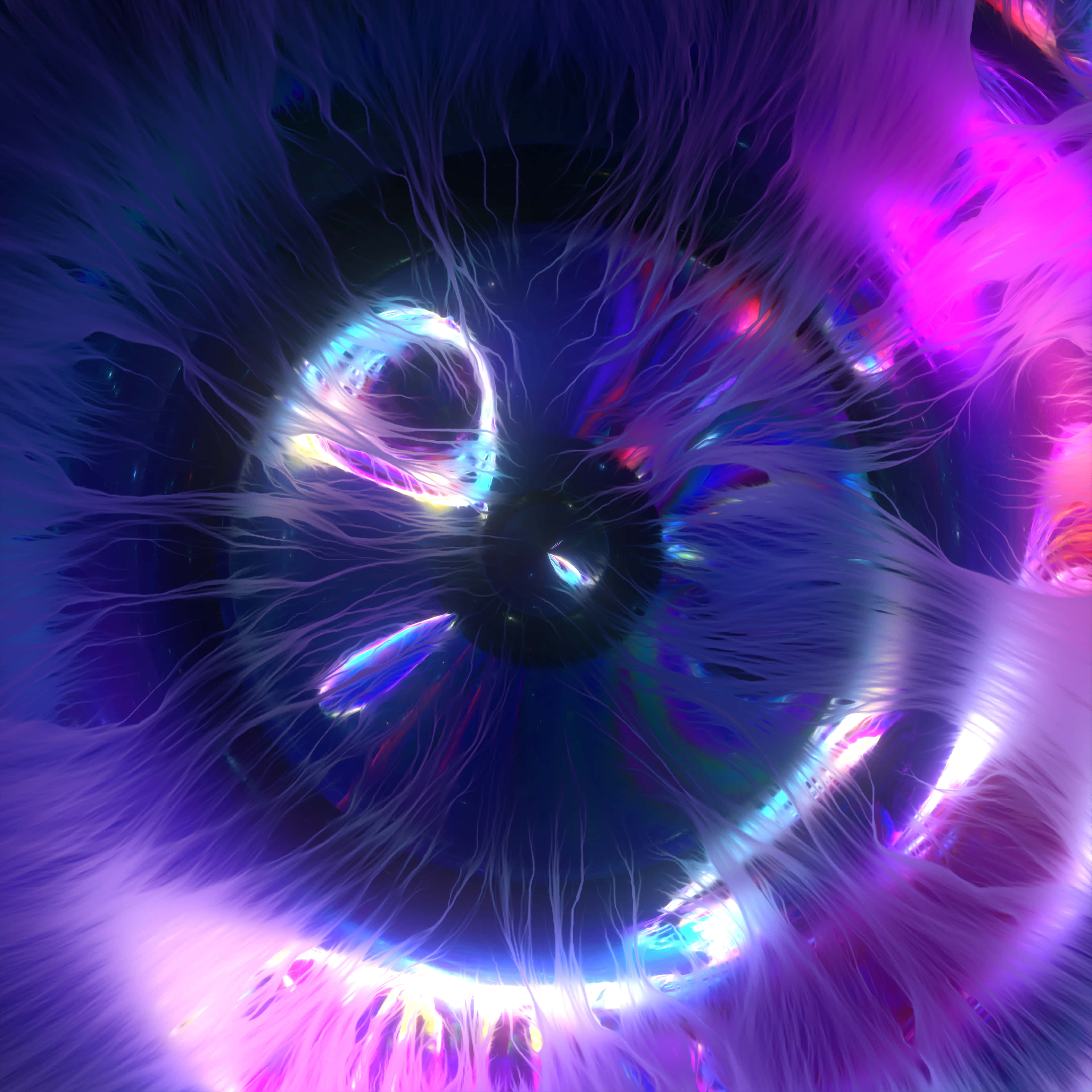 vivid colors, glowing purple blue, pink tendrils, 4K Desktop Wallpaper