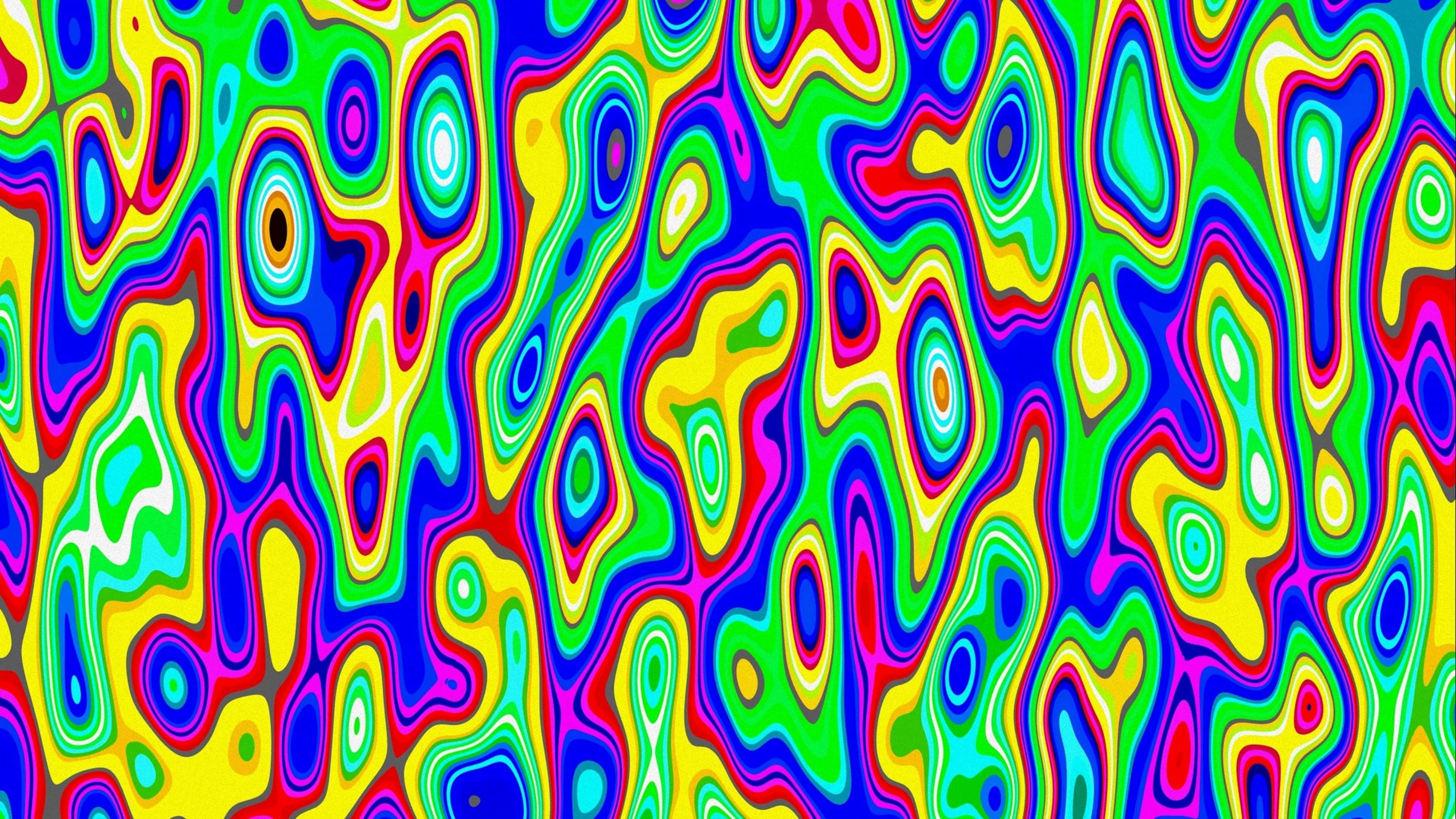 neon colors, psychedelic swirls, glowing outlines, 4K Desktop Wallpaper