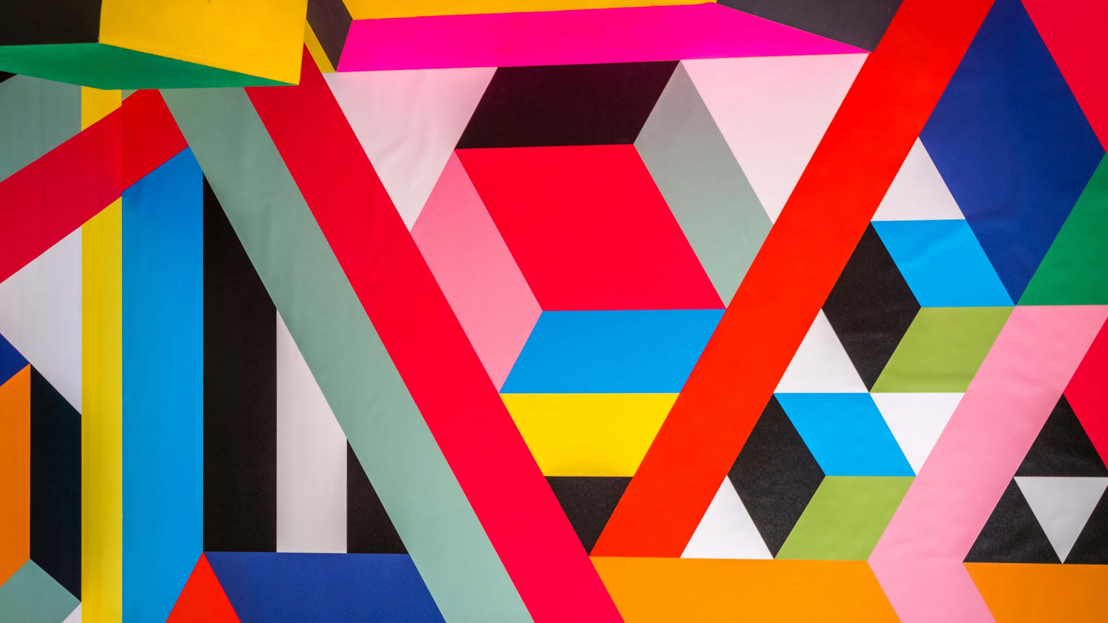 geometric shapes, bold colors, abstract composition, 4K Desktop Wallpaper
