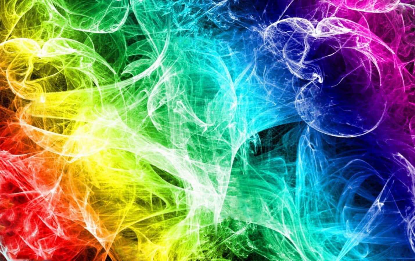 rainbow-colored smoke, dynamic, flowing patterns, dark background, HD Desktop Wallpaper