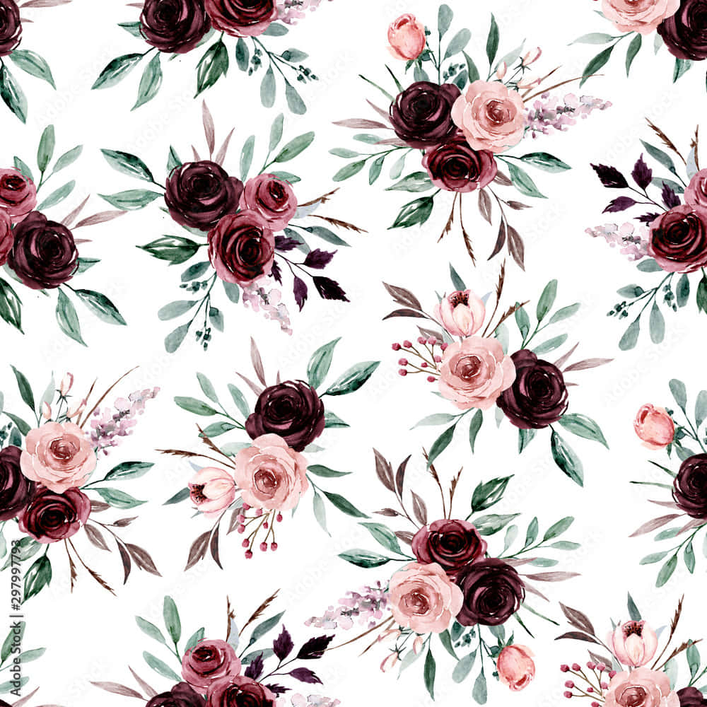burgundy flower, deep burgundy, soft pink roses, SD Desktop Wallpaper