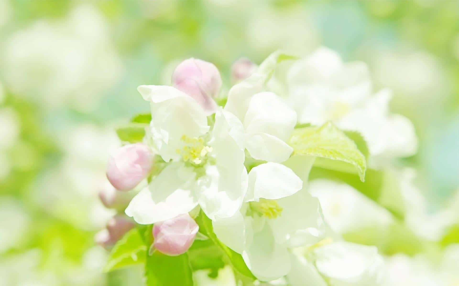 bright apple blossoms, springtime, soft white apple blossoms, Full HD Desktop Wallpaper