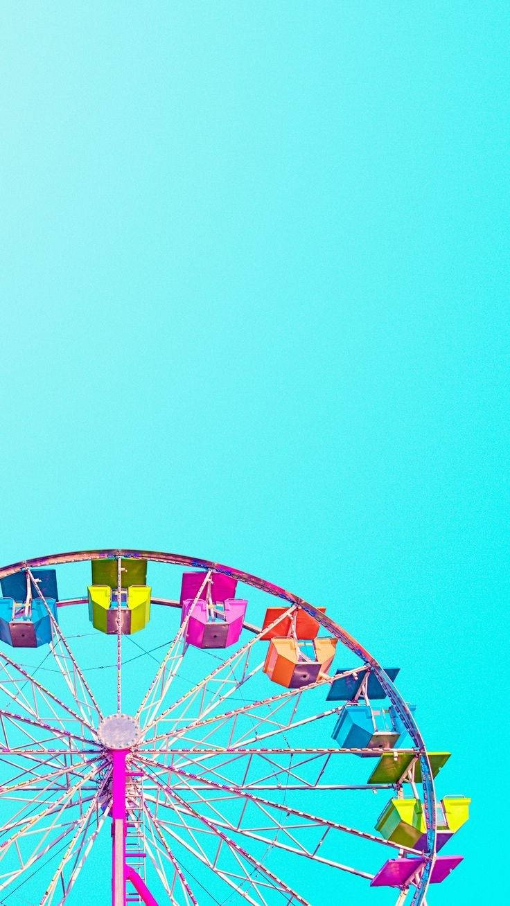 Ferris wheel, rainbow-colored, cyan sky, HD Phone Wallpaper
