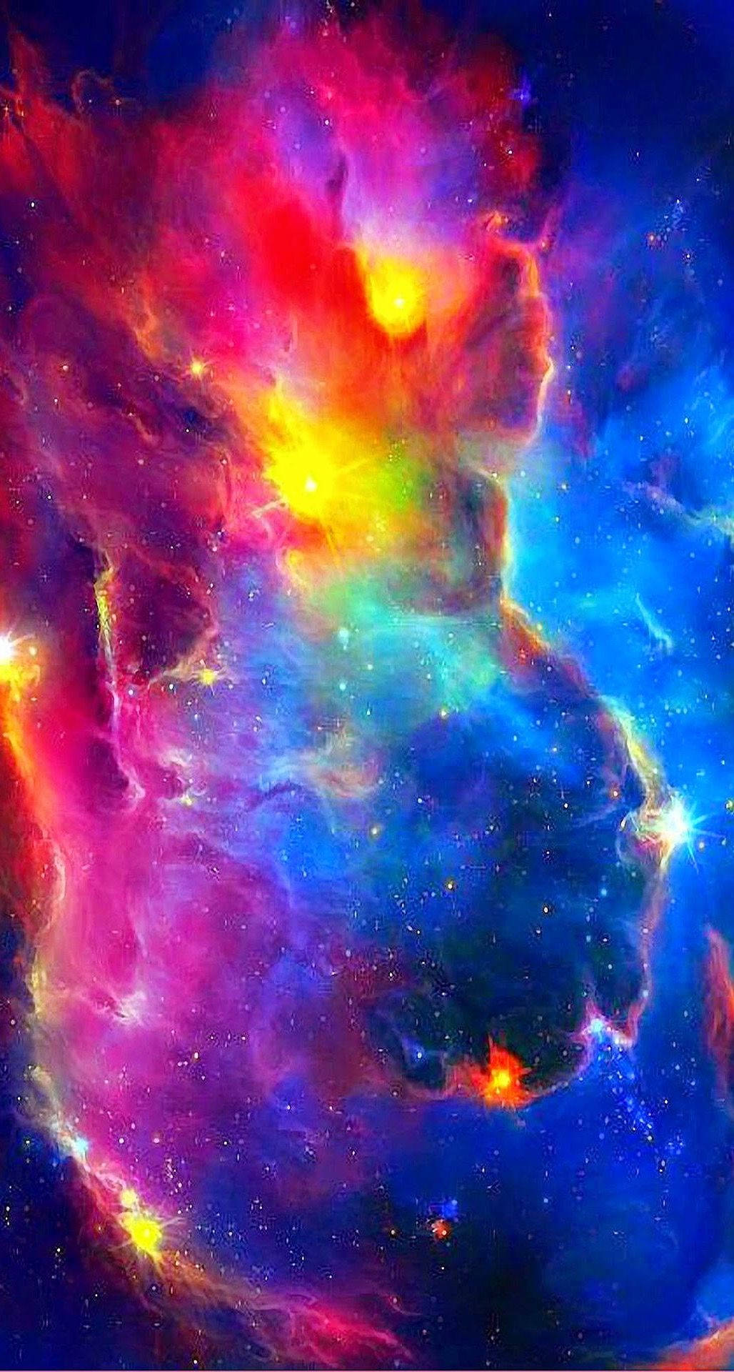 bright colorful iphone, stars sky, cosmic nebula, Full HD Phone Wallpaper