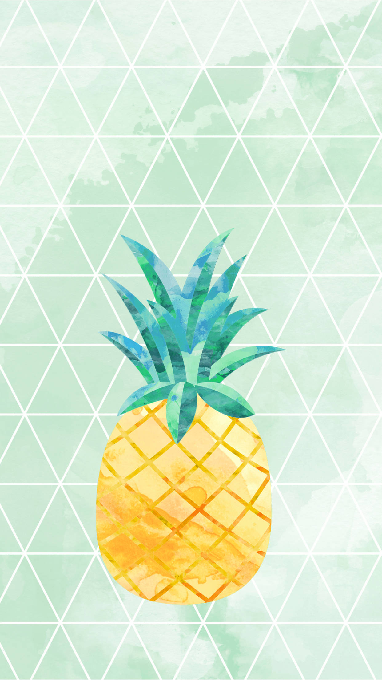 Bright iPhone, watercolor pineapple, golden body, Full HD Phone Wallpaper