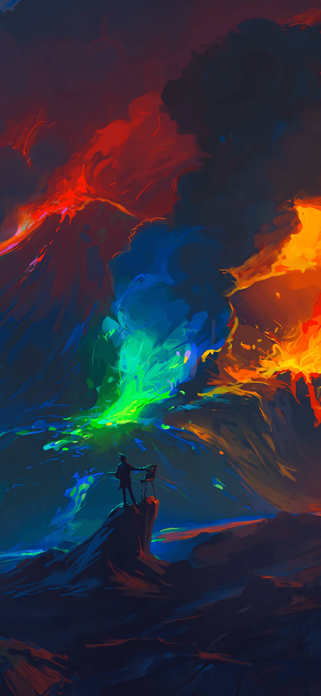 iPhone, digital painter, volcanoes, Full HD Phone Wallpaper