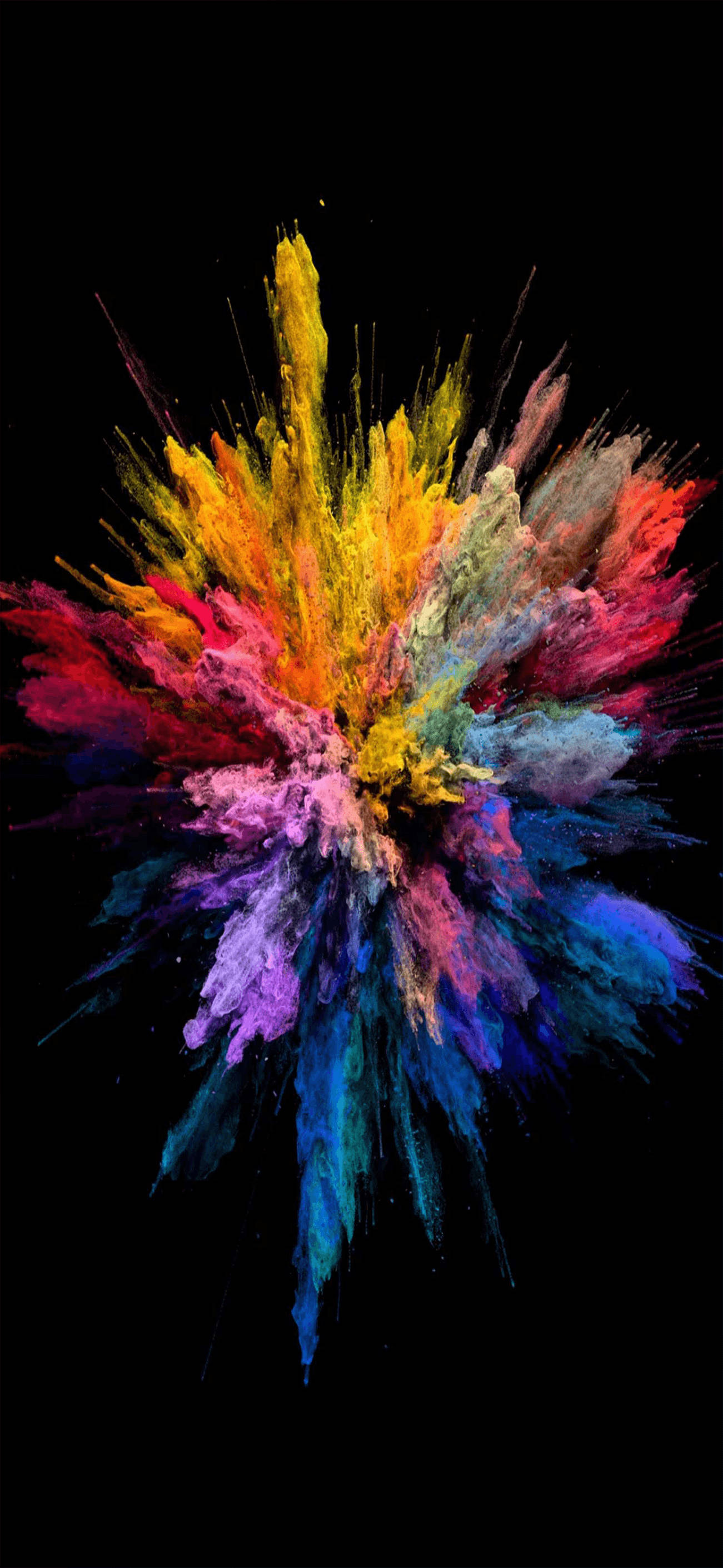 bright colorful iPhone, pigment explosion, multicolored powder, 2K Phone Wallpaper