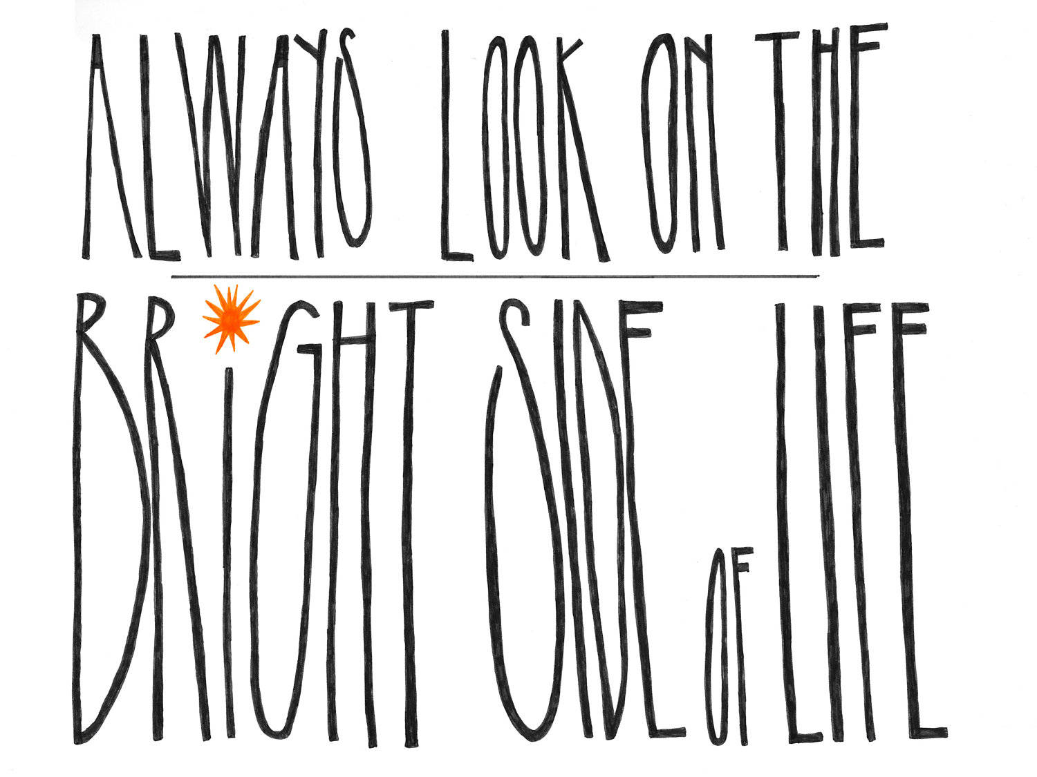 Bright Side, black letters, orange star, HD Desktop Wallpaper