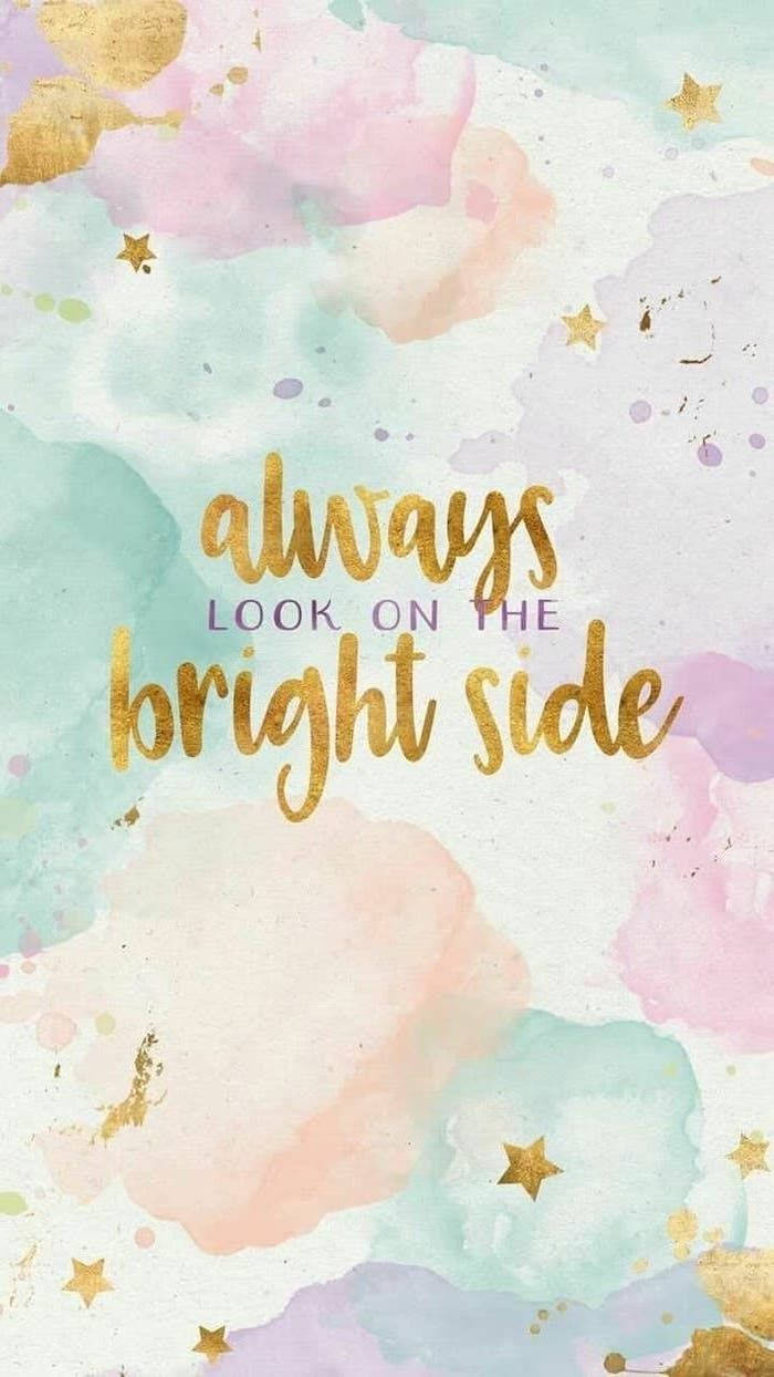 Bright Side, pastel watercolor, gold stars, SD Phone Wallpaper